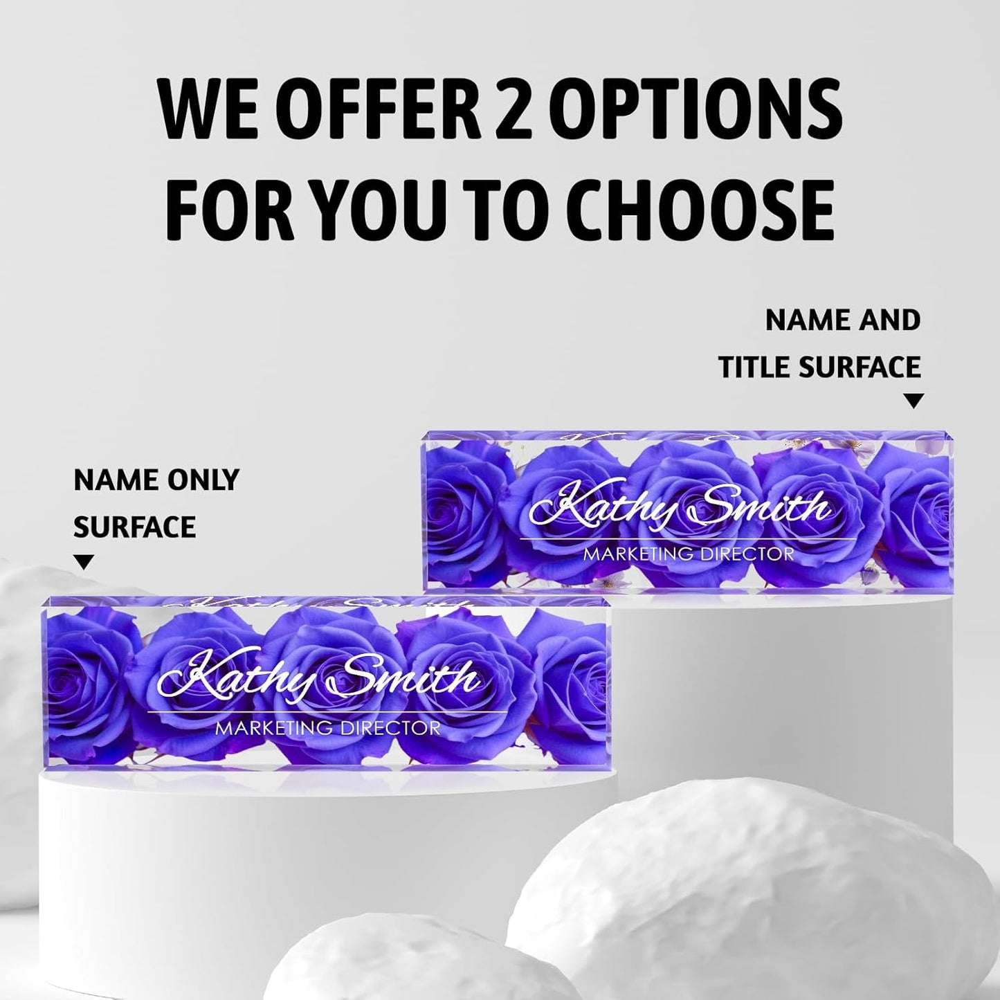 Personalized Name Plate for Desk, Custom Desk Name Plate, Acrylic Name Plate Office Desk Accessories, Personalized Office Gifts for Coworkers Teachers, Employee Appreciation Gifts (BigPurple)