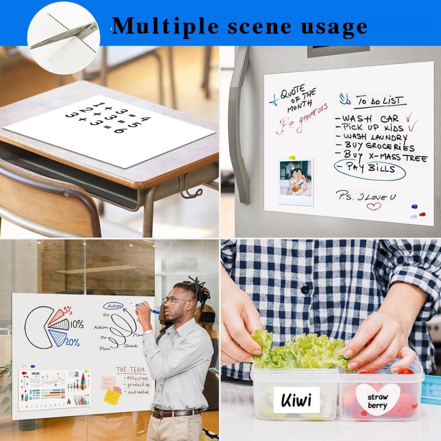 Magnetic Dry Erase Whiteboard 2pack for Refrigerators, 8" x 12" White Board on Wall for Organizer and Planner, Kitchen Fridge Shopping List with Marker