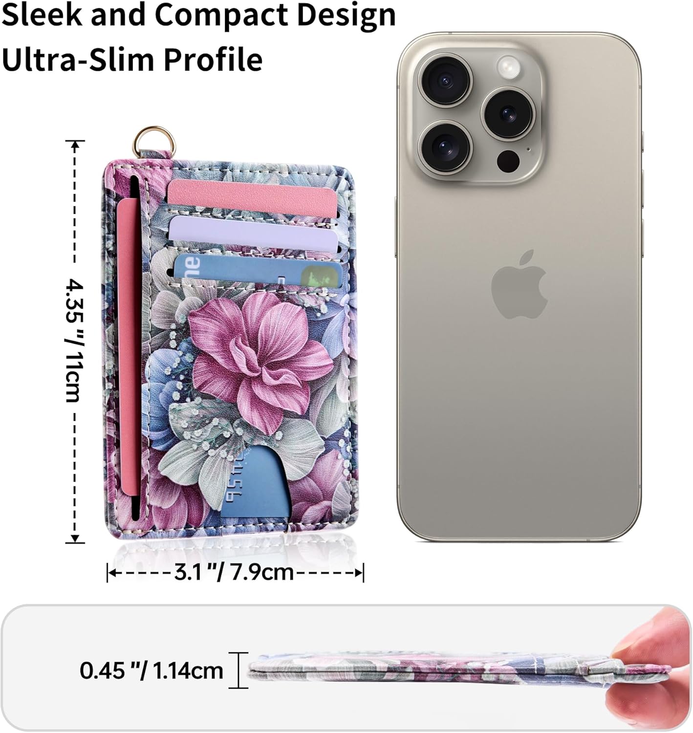 Mayski Slim Wallet, Credit Card Holder for Women, Minimalist Front Pocket RFID Blocking Card Cases, Small Wallet Women Men(Happy Flower)