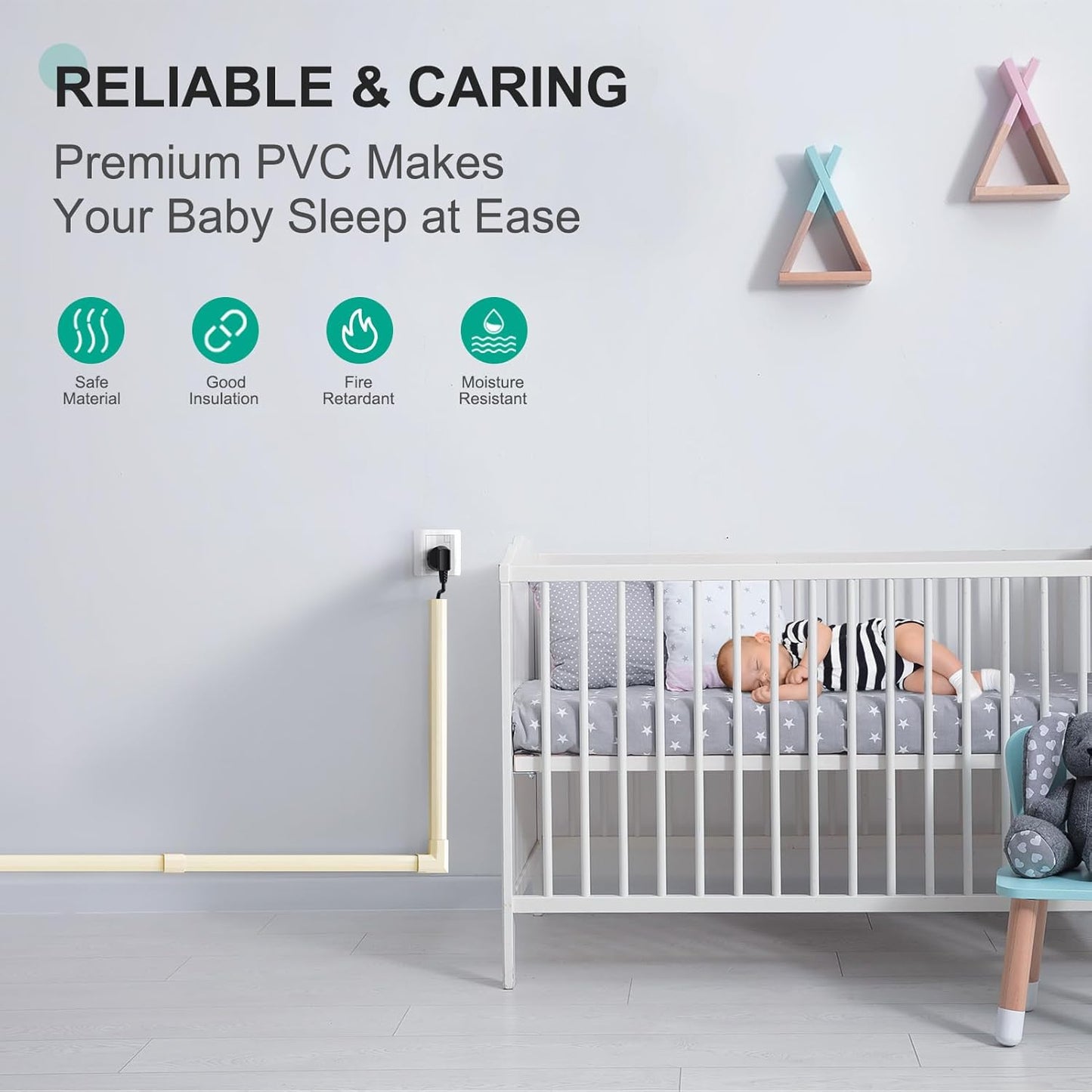 Delamu Cord Covers for 3-4 Wires on Wall, 254in Cable Hider Cord Hider, Large Wire Hider Wire Covers for Cords on Wall, Beige TV Cord Hider for Wall Mounted TV, 15x L16.9 W1.18 H0.6in, Beige