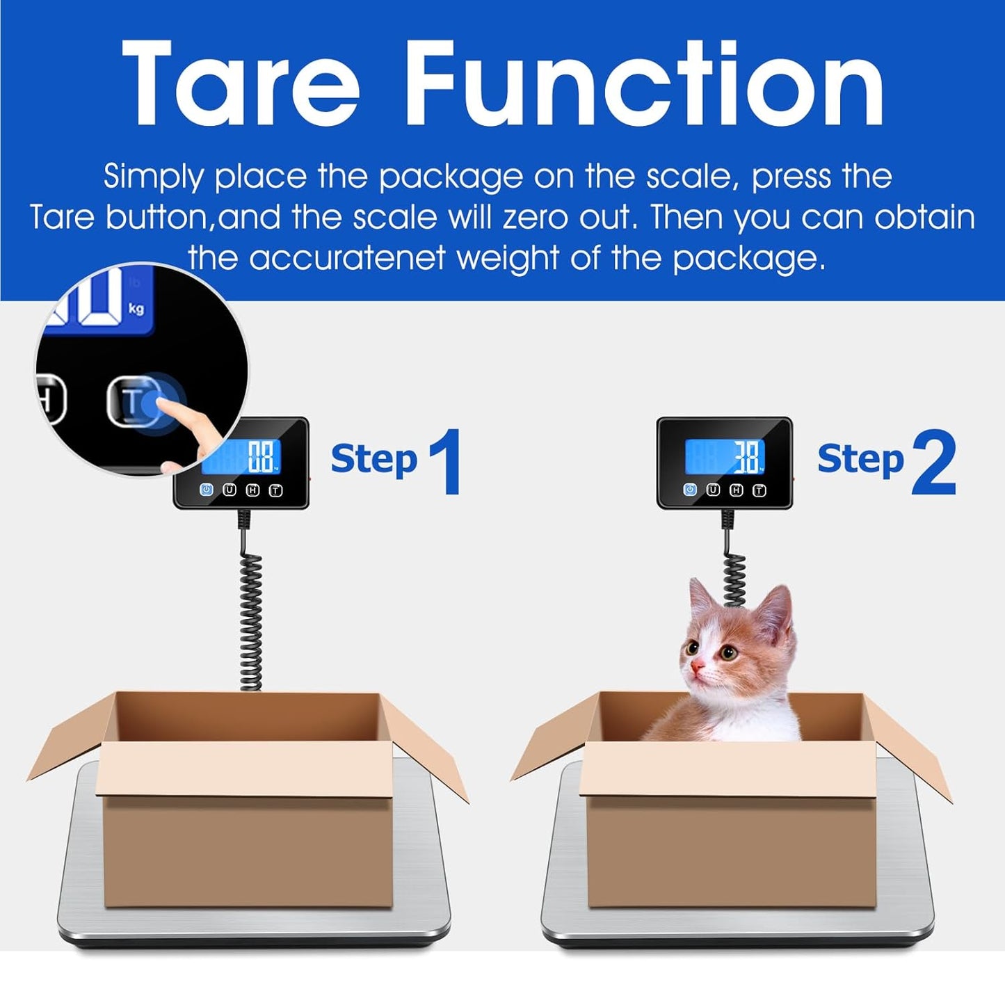 Luggage Scale 440lb Digital Shipping Scale with 0.35oz Accuracy, Tare/Hold, USB & Battery, Portable Postal Package Scale for Travel, Home, Office