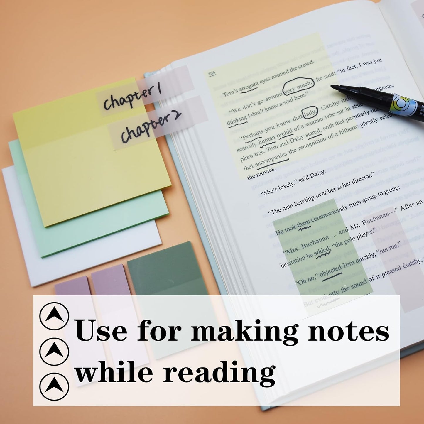 Transparent Sticky Notes, 3"x3" Clear Sticky Notes, Waterproof Translucent Sticky Note Pads for Books Annotation, Clear Post it Notes for Bible Journaling Study, School Office Supplies