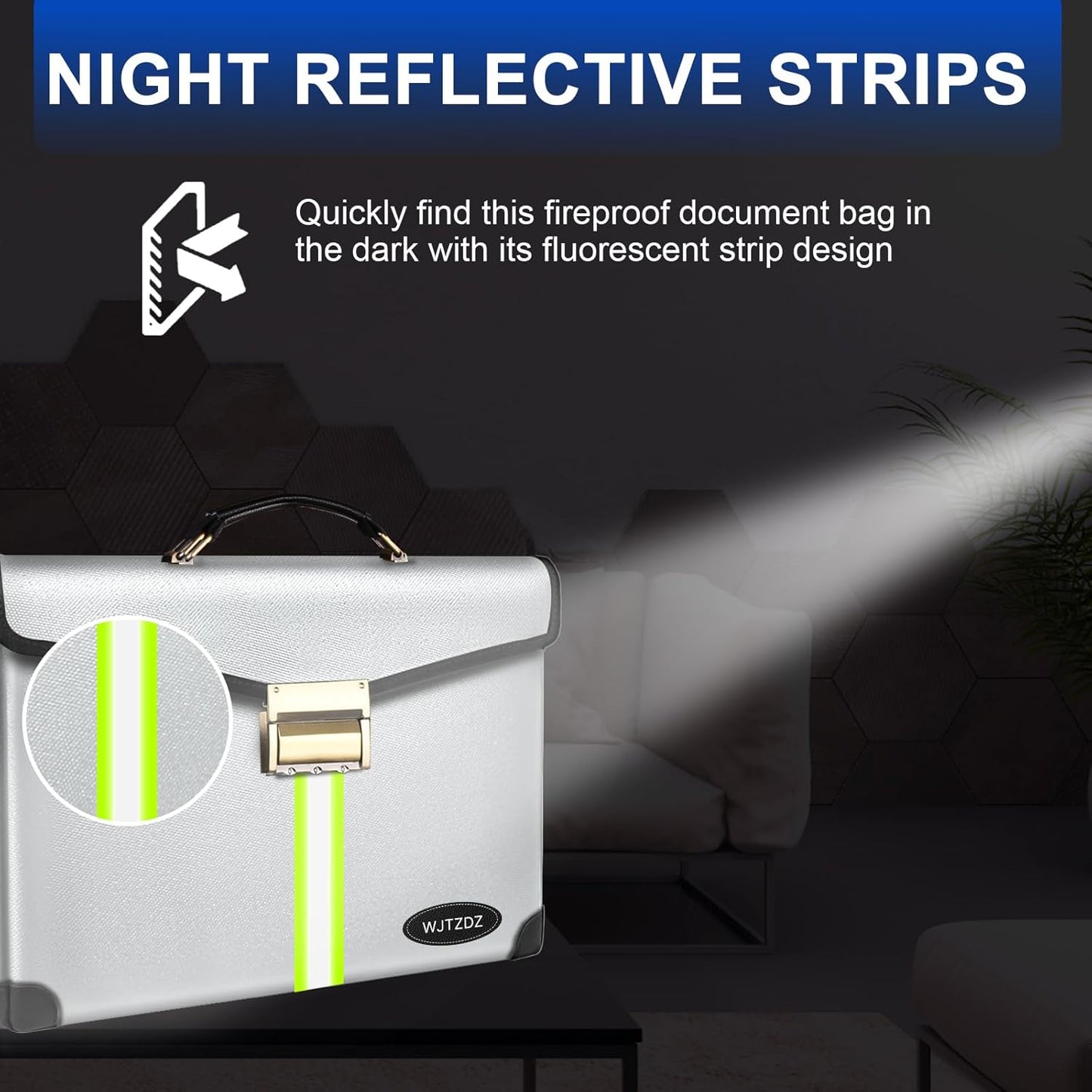 6500°F Large Capacity Upgraded Fireproof Money Bag with Lock,10 Layers of Heat Insulated Materials with Waterproof Zipper/Reflective Strip with Handle for Cash/Important Documents