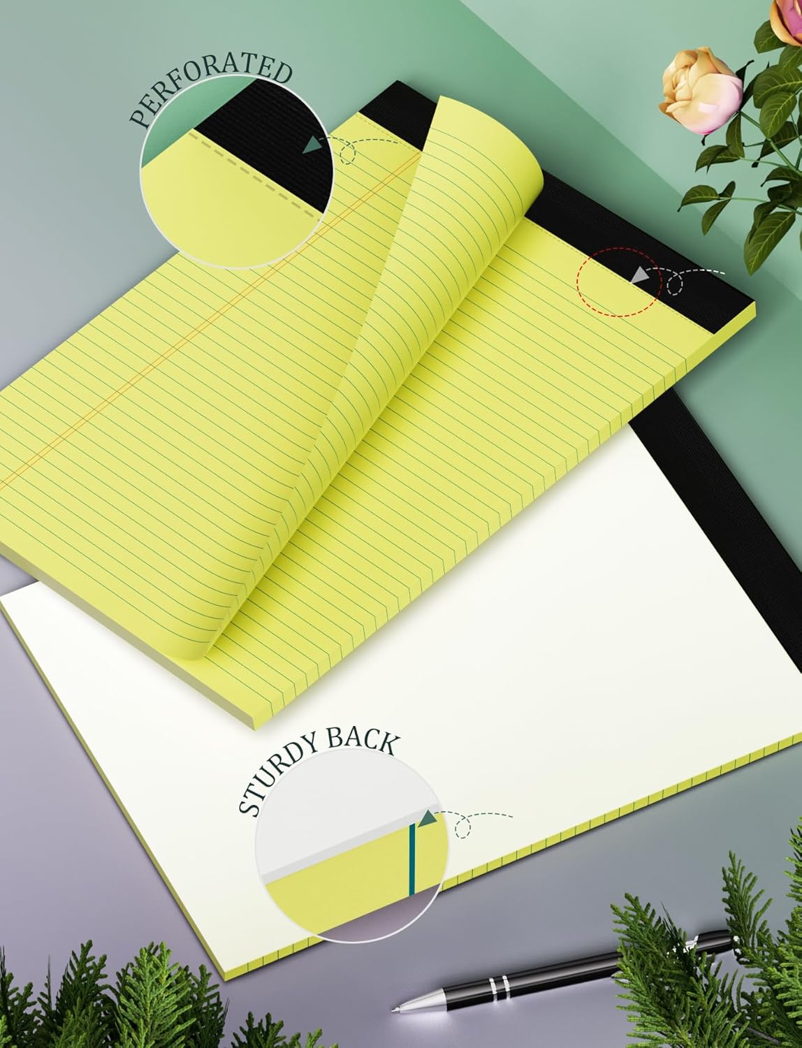10 Pack Yellow Legal Pads 8.5 x 11 College Ruled Note Pads Lined Writing Paper Pads Yellow Paper 8.5 x 11 Pads of Paper 30 Sheets per Writing Tablets Lined Legal Notepads for Home, Office