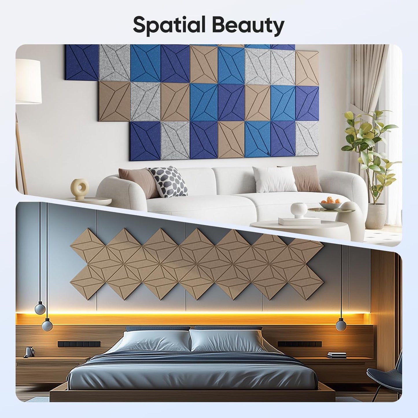 12 Pack 12" X 12" X 0.4" Acoustic Panels for Wall Sound Absorbing, P-Stripes Square Self-Adhesive Sound Panels, High Density Suitable for Multiple Scenarios(Dark Camel)