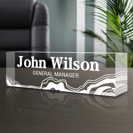 Personalized Name Plate for Desk - Custom Engraved Name Plates for Man - Boss Day Gifts for Boss - Acrylic Office Decor Appreciation Gifts for Teacher Nurse Coworker Social Worker (White Spray)