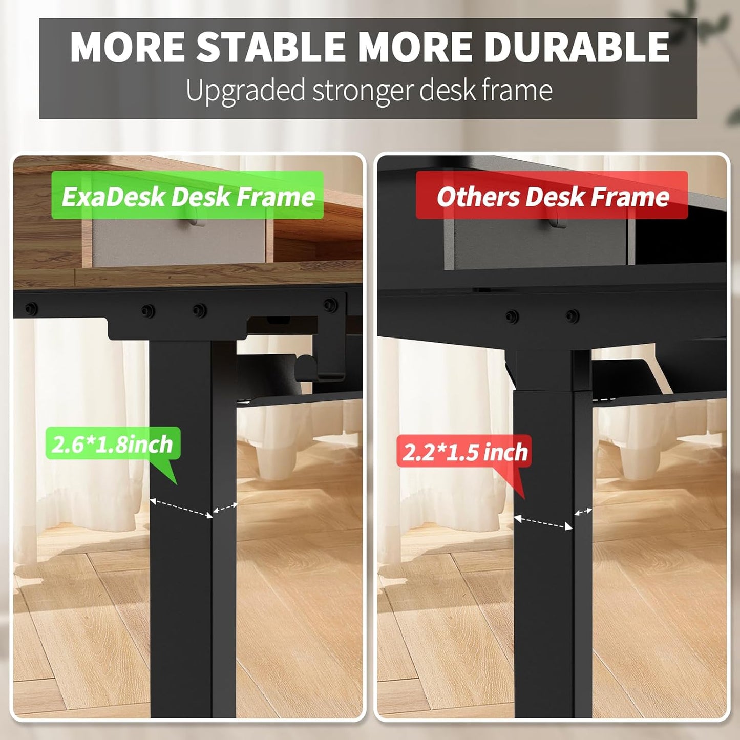 48 * 30 Inches Electric Standing Widened Desk Adjustable Height with 4 Drawers, Double Storage Shelves Stand Up Desk, Home Office Workstation Sit Stand up Desk (Light Rustic Brown)