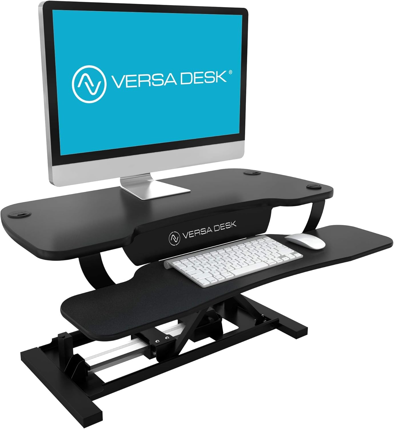 VERSADESK® PowerPro™ 36” x 24” Standing Desk Converter | 7.75” - 23.5” Electric Height Adjustable Sit to Stand Desk Riser w/Keyboard Tray & USB Hub - Ergonomic Workstation for Home & Office, Black