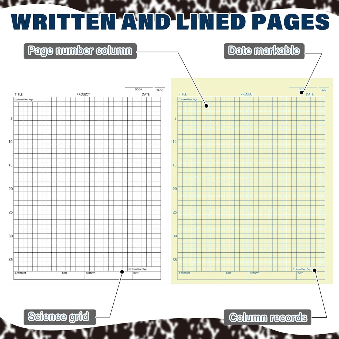 1 Pack Carbonless Lab Notebook Carbon Copy 8.5'' x 11'' Laboratory Engineering Chemistry Computation Notebook Science Grid Contains 25 Set Pages 50 Sheets Total Coil Binding