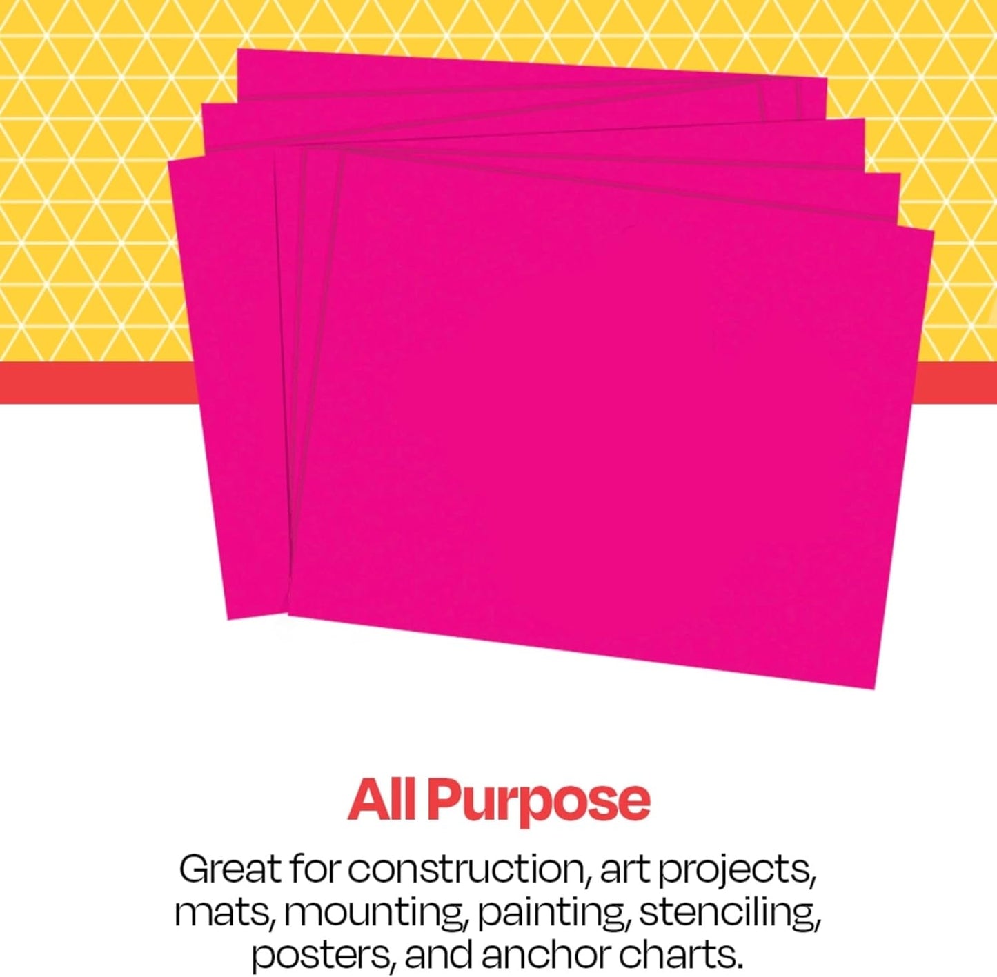 School Smart Railroad Poster Board Paper, 22 x 28 Inches, 4-Ply, Magenta, Pack of 25