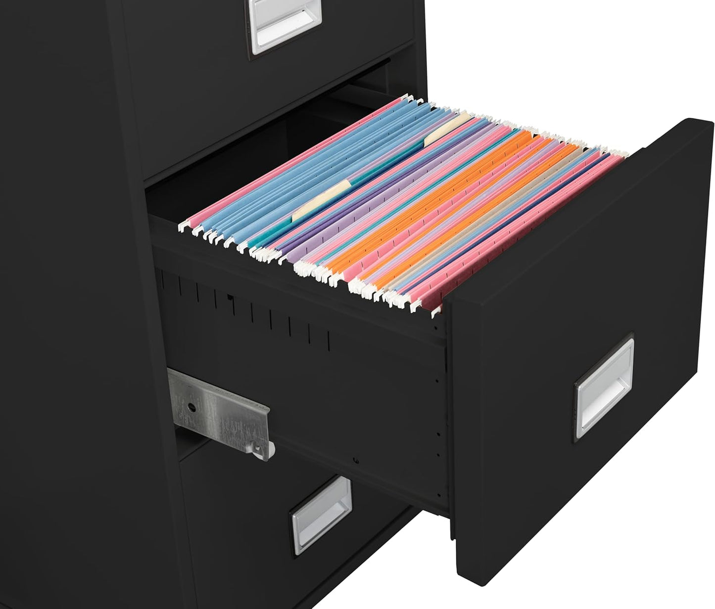 25 inch 4-Drawer Vertical Fireproof File Cabinet – Legal and Letter Size Filing – Key Lock – Water Resistant Seal – Fire and Impact Rated – Black Finish – Model LGL4W25B