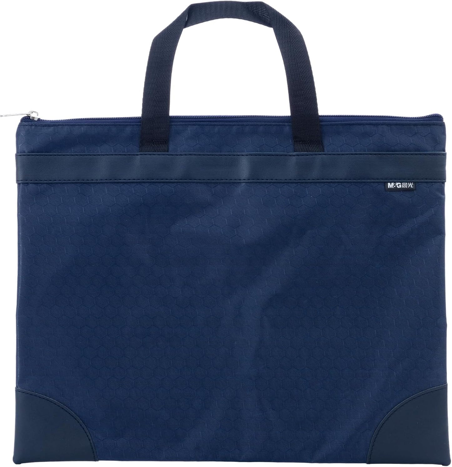 M&G 12x15 in Large Zipper Pouch with Handle, A4 Foldable Lightweight Pocket Waterproof Oxford Document Storage Bag, File Organizer for Office Travel Books Papers Filing Folder – 1 Pack (Blue)