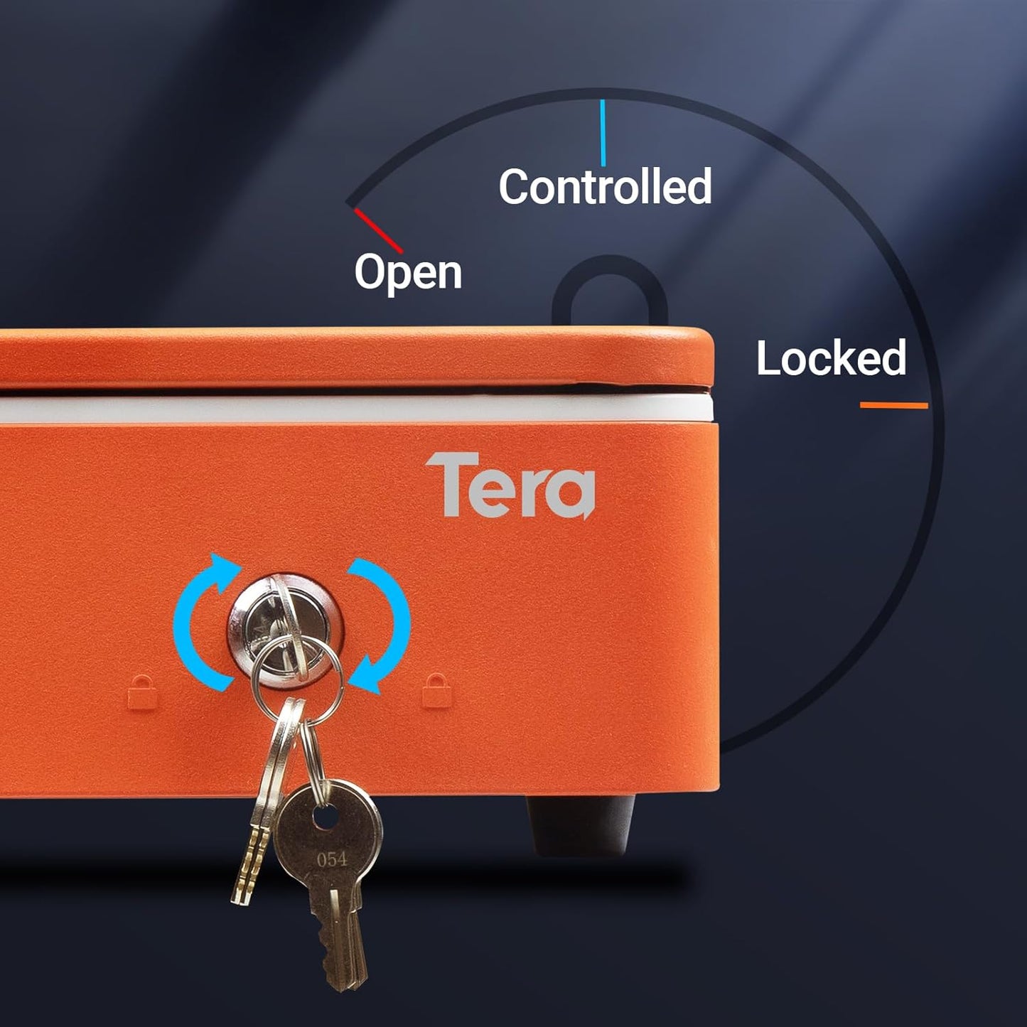 Tera 16 inch Cash Drawer: with Micro Switch Auto Open Heavy Duty Insert Tray 5 Bill 8 Coin for POS System Removable Cash Tray Media Slot 24V RJ12 Key-Lock (Round Corner) for Retail 405R Orange