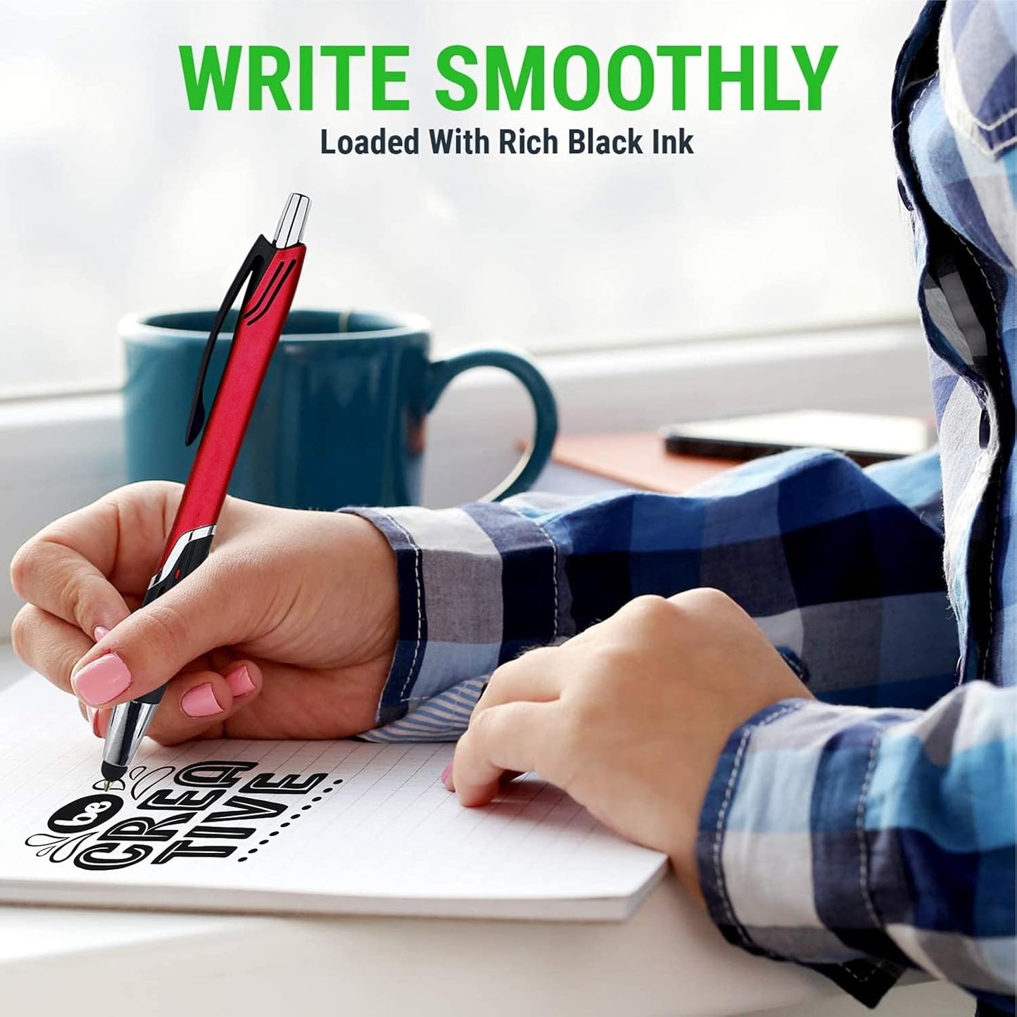 Stylus Pens - 2 in 1 Touch Screen & Writing Pen, Sensitive Stylus Tip - for Your iPad, iPhone, Kindle, Nook, Samsung Galaxy & More - Assorted Colors, 5 Pack