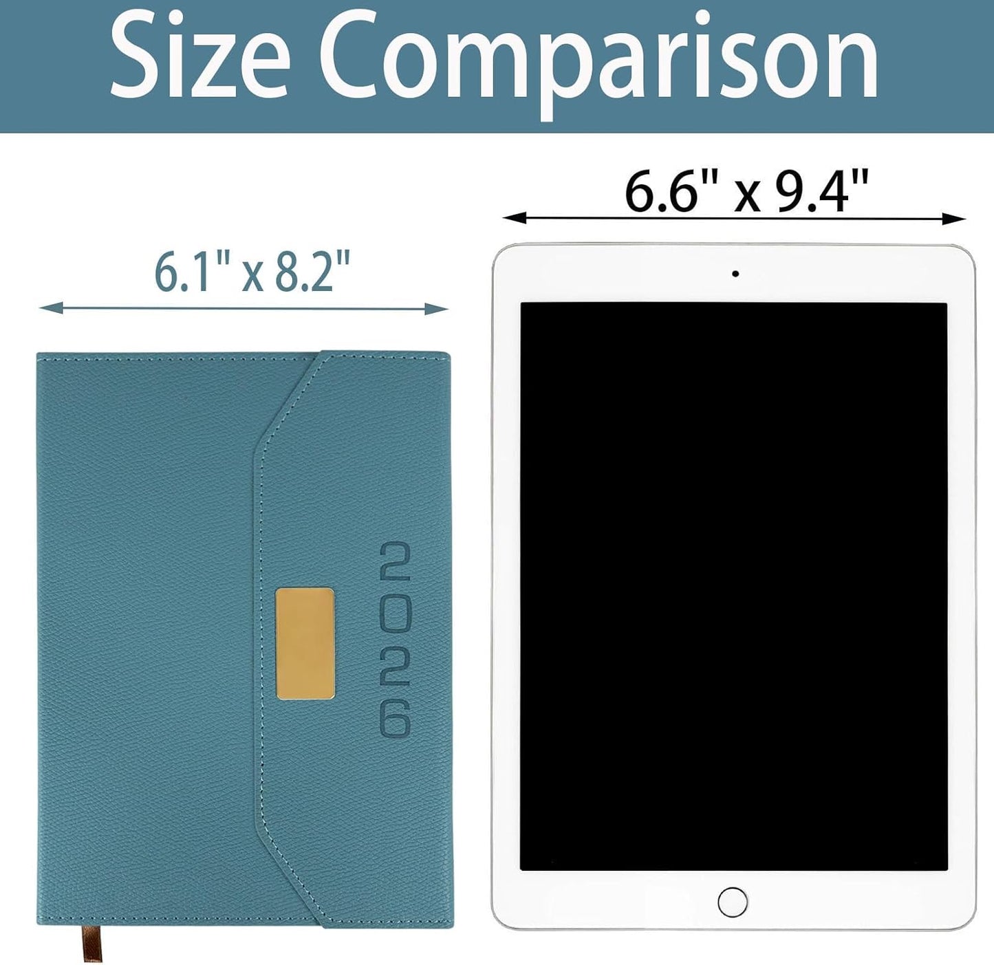 2026 Daily Monthly Planner - Calendar, January - December 2026, 100GSM Thick Paper, Leather Cover, Planner with Hourly Schedule,6.1" x 8.2", Daily Inside Page - Monthly Inside Page, Pen Holder, Bookmarks (Light blue)