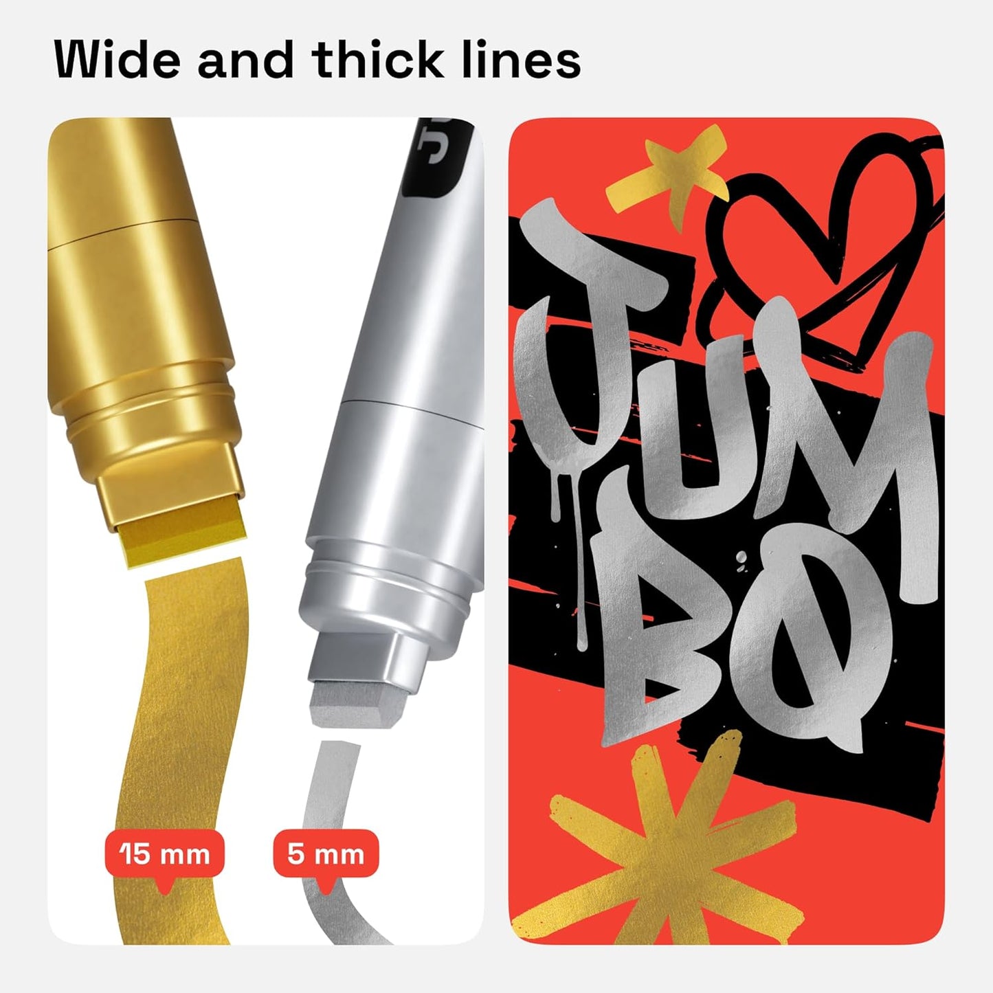 ARTISTRO 2 Gold & Silver Acrylic Paint Markers - 15mm Jumbo-Tip Paint Pens - Perfect for Crafting, Art Projects, & More