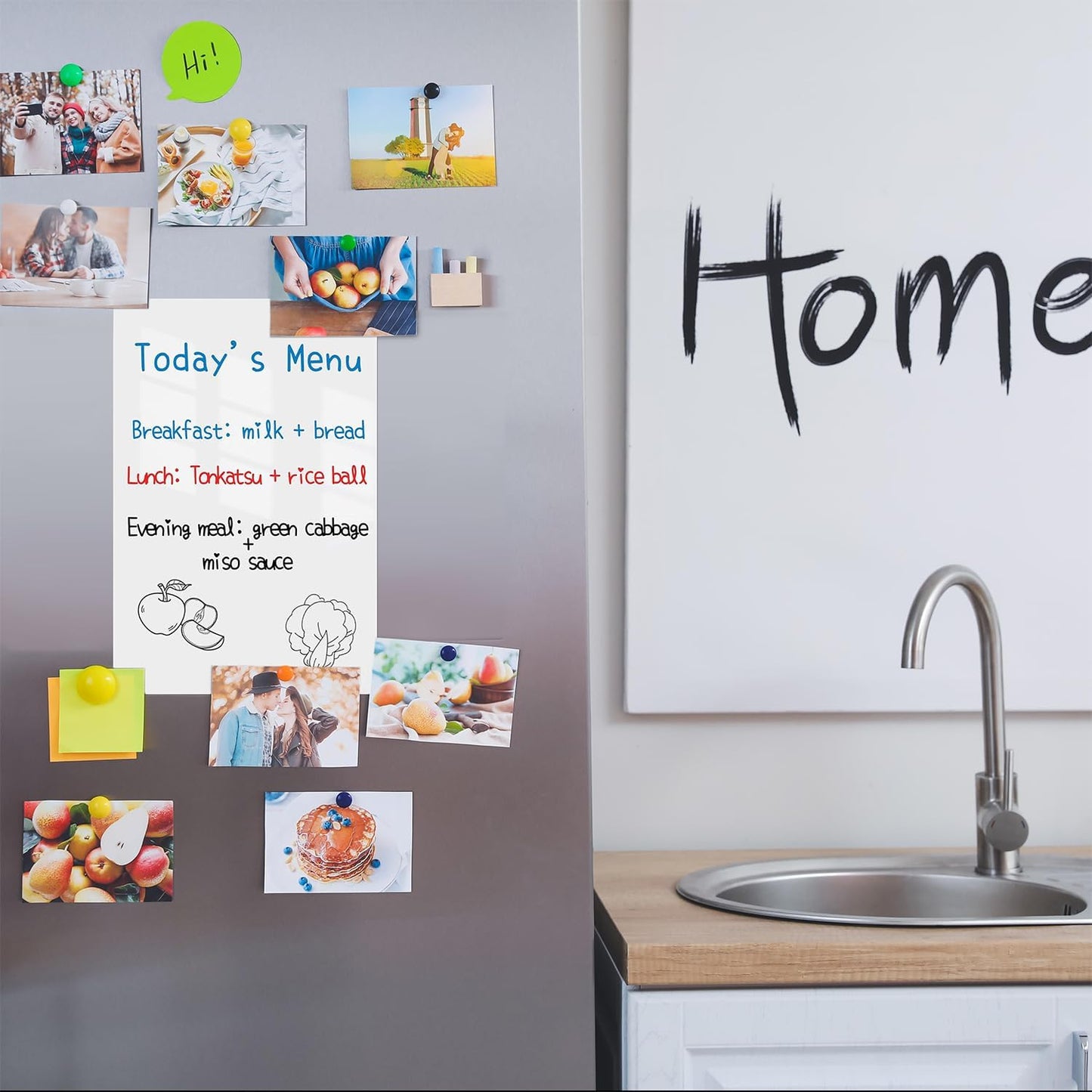 Magnetic Dry Erase Whiteboard for Refrigerators, 18" x 24" White Board on Wall for Organizer and Planner, Kitchen Fridge Shopping List with Marker, Magnetic Eraser and Magnets