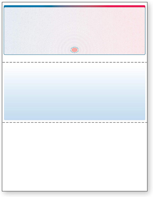 DocuGard Blue/Red Sunburst Premier Prismatic Top High Security Check Paper - QuickBooks & Laser/Inkjet Printer Compatible - 13 Security Features - 500 Blank Business Checks (04564)