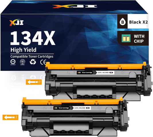 XJI 134X(with Chip) 2 Pack High Yield Compatible Toner Cartridges Replacement for HP 134 X A W1340X 134A W1340A, for Laser Jet M209dw MFP M234dw M234sdn M234sdw Printer Ink Black