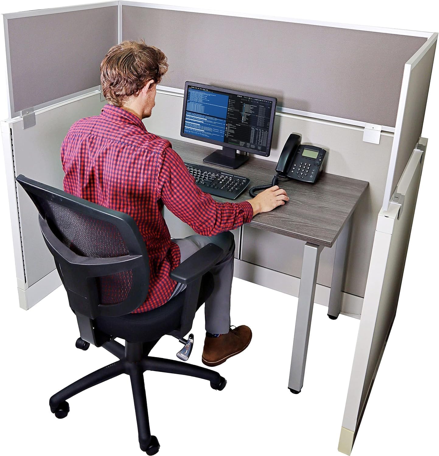 OBEX Acoustical Cubicle Privacy Screen Extender Desk Panel & Office Divider, Add Separation & Block Noise, 24" x 30", Overcast