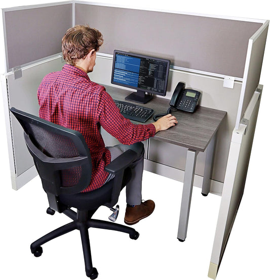 OBEX Acoustical Cubicle Privacy Screen Extender Desk Panel & Office Divider, Add Separation & Block Noise, 12" x 48", Overcast