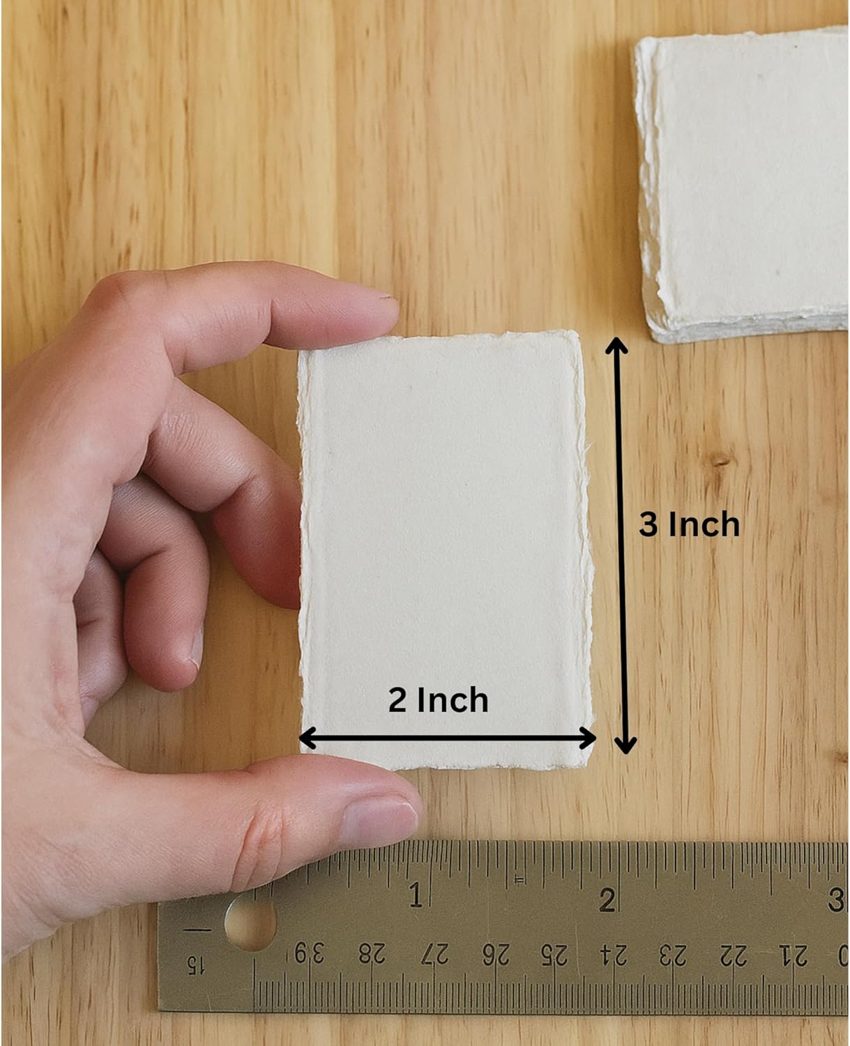 Handmade Cotton Paper with Deckle Edge Recycled Cotton Rag Mixed Media Card Stock for Placecard/Escort Cards, Place Cards, Vow Cards, Business Card (150gsm, 2x3 inch "A8", 50 Pack)