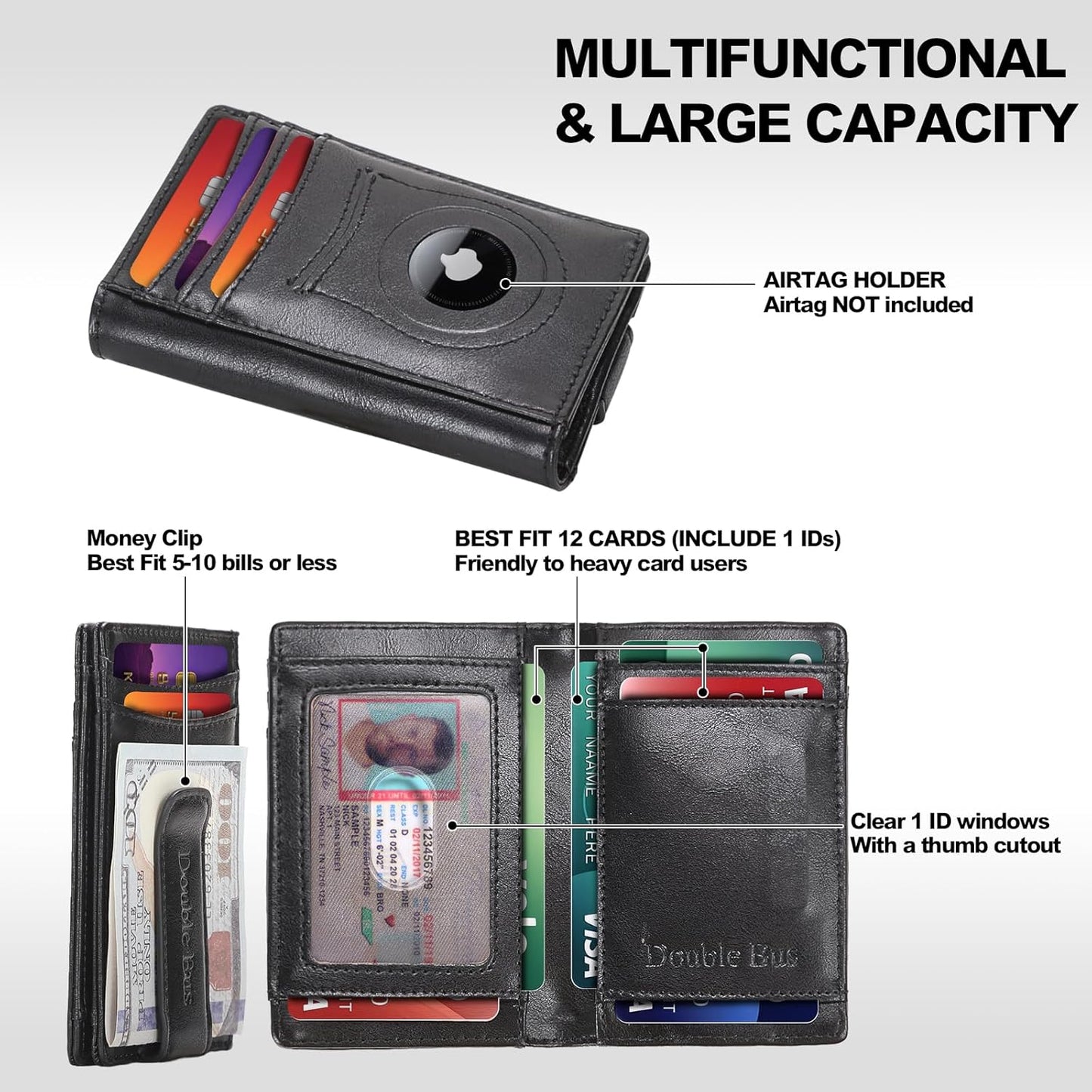 Slim Wallet for Men Credit Card Holder Wallet RFID Blocking Bifold Mens Slim Wallet,Thin Minimalist Front Pocket Mens Leather Wallets,Smart Security Mini Small Compact Wallet & Money Clip