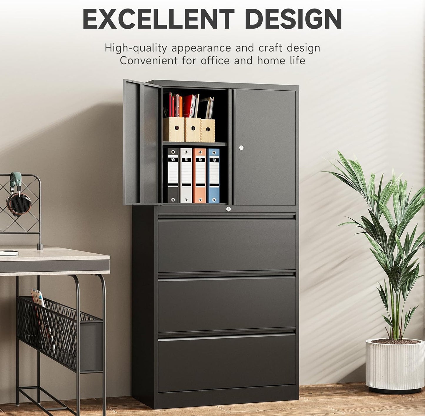 SISESOL 3 Drawer Lateral File Cabinet with Lock and Shelf,White Filing Storage Cabinet with Doors,Locking Metal Storage Cabinets with Drawers for Home,Office,Garage,School,Fit A4/Letter/Legal File