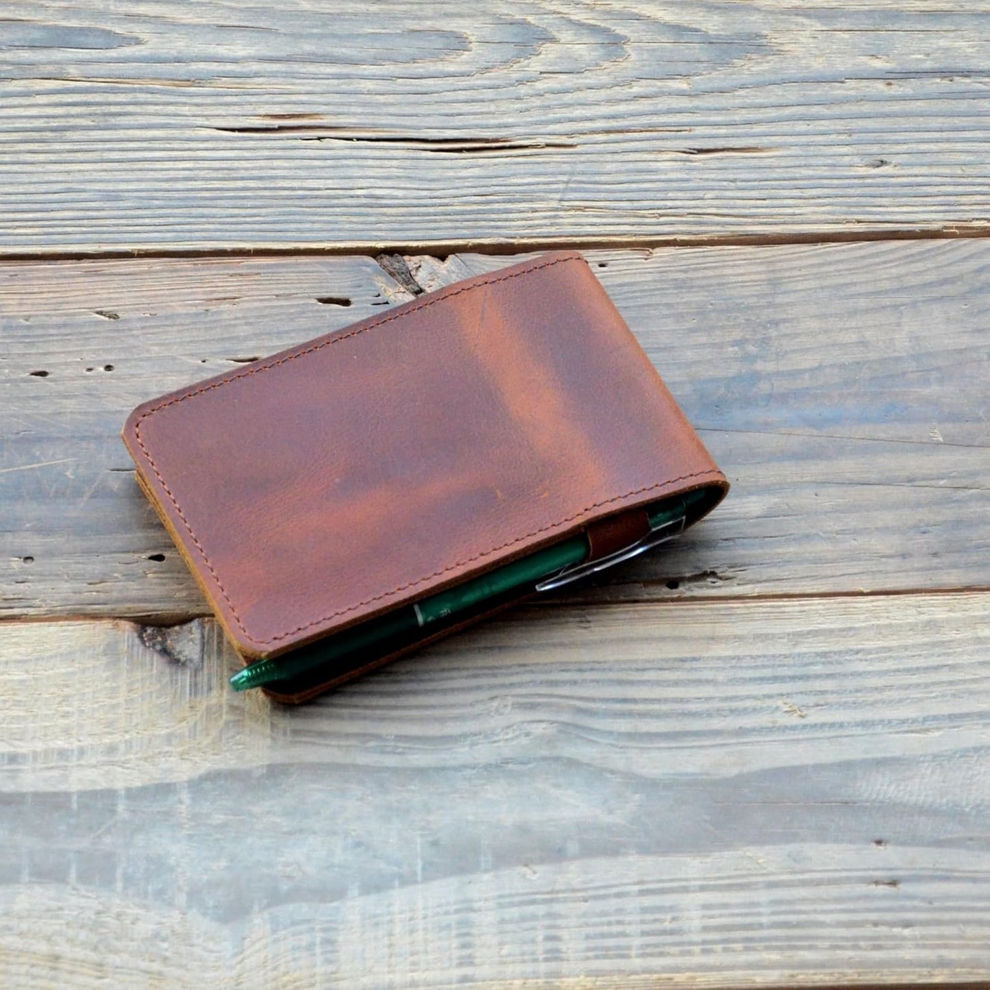 JJNUSA Leather Cover for Rite in the Rain Spiral Notebooks 3" x 5" Distressed Genuine Leather Memo Notebook Cover for Pocket Notebook 3 x 5 Brown