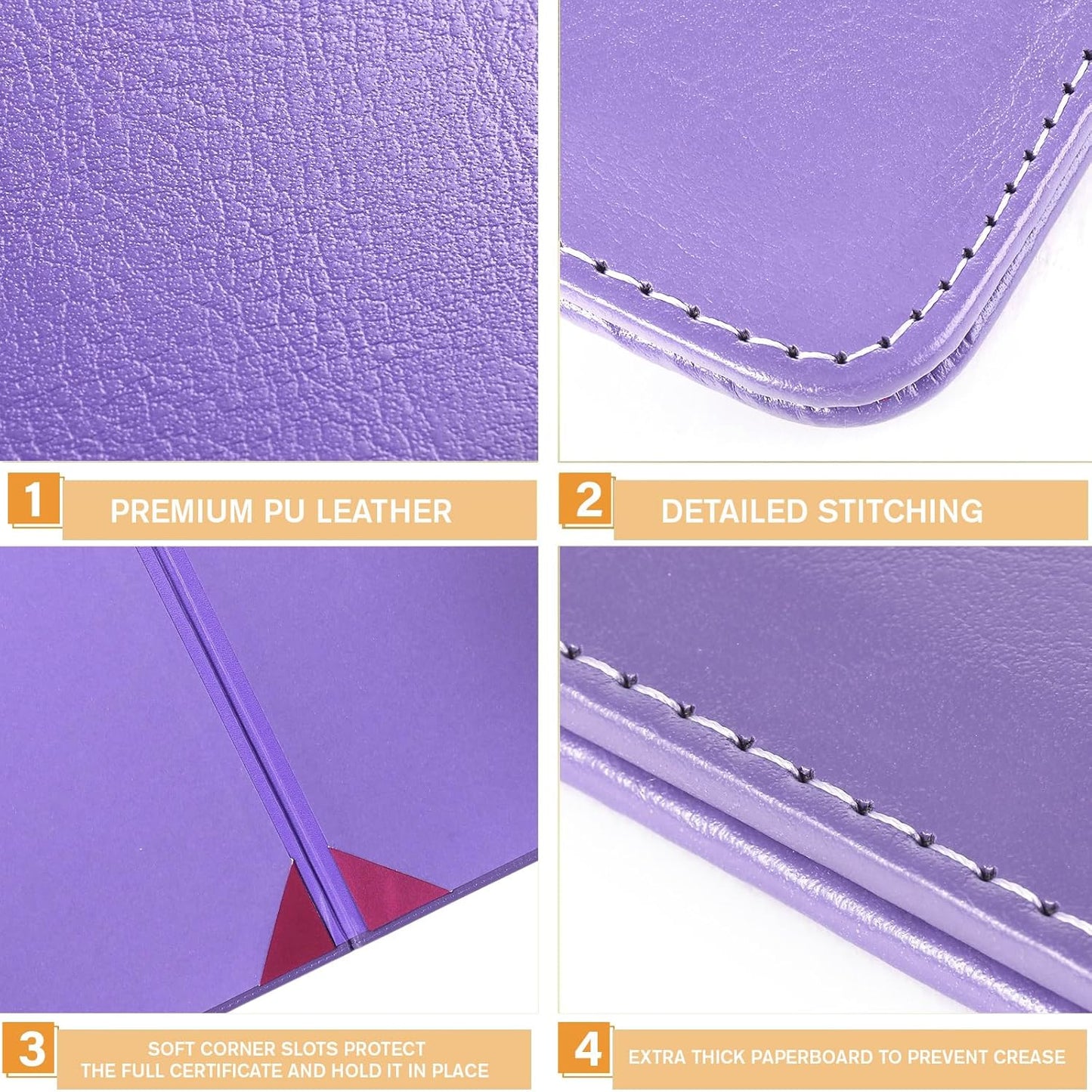 Tenare 10 Pcs Leather Certificate Holder 8.5 x 11 Inch PU Black Red Blue Purple Phd Bachelor Master Diploma Cover Professional Award Folder for Official Graduation Competition Contest Charity (Purple)