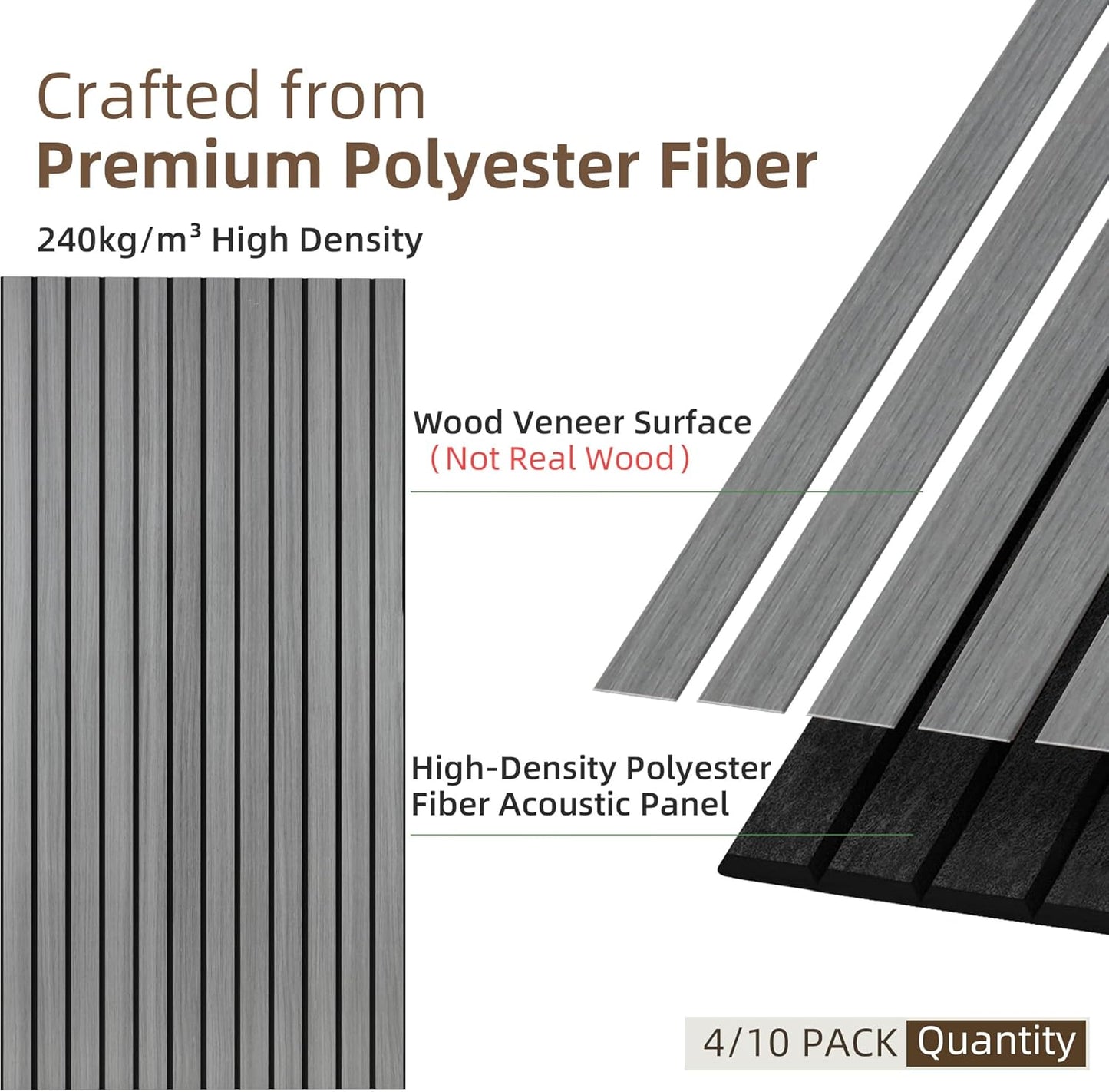 TO-TH Wood-Look Acoustic Panel, 4 Pack 47.2” x 23.6” Soundproof Wall Panels, Decorative Sound Absorbers Large Acoustic Panels for Home, Office, Basement, Gray Oak