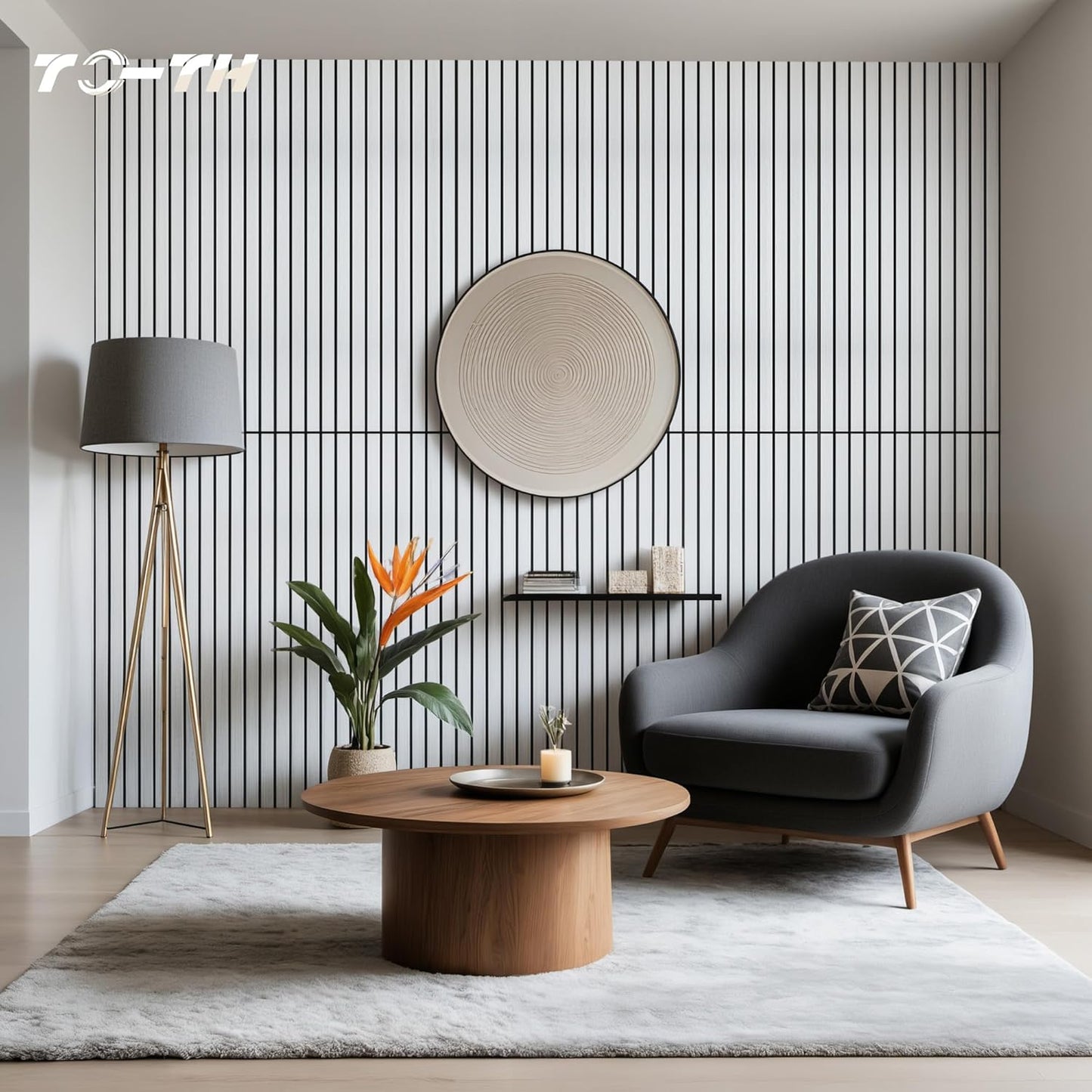 TO-TH Wood-Look Acoustic Wall Panels, 10 Pack 47.2” x 23.6” Acoustic Panels, Decorative Sound Absorbers Sound Dampening Panels for Home, Office, Basement, White Oak