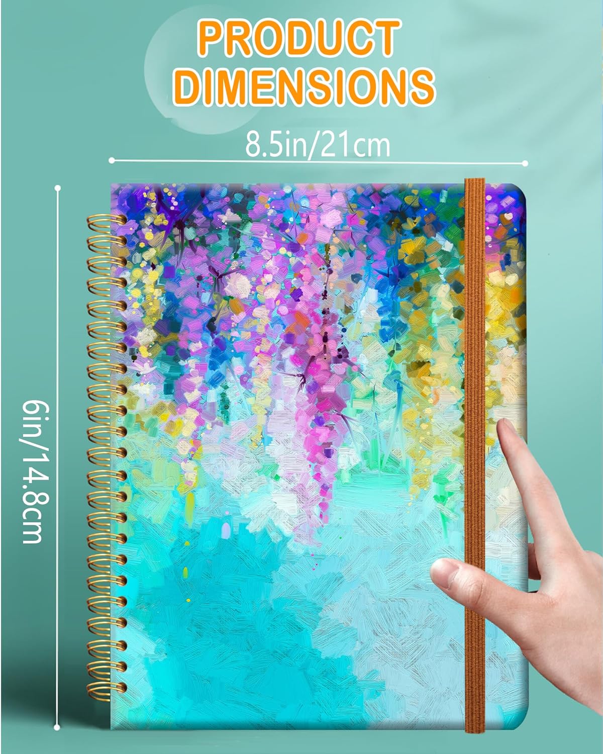 Ruled Spiral Writing Notebook,A5 Hardcover Lined College Journal for Women Lady,Fashion Puppy Watercolor Strong Twin-Wire Binding with Premium Paper,8.4" X 6",Perfect for School,Office,Home Gifts(Oil Painting Spring Flowers)