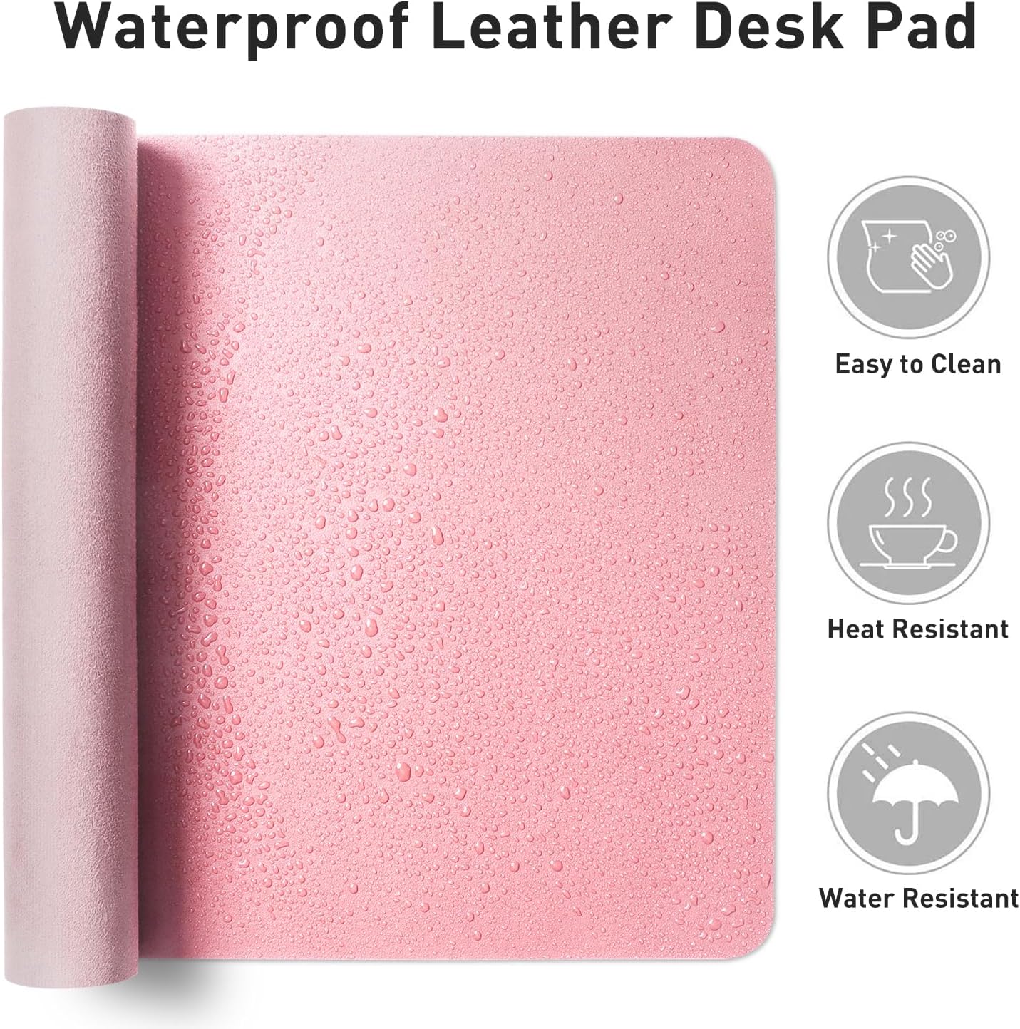 Aothia Leather Desk Pad Protector, Mouse Pad, Office Desk Mat, Non-Slip PU Leather Desk Blotter, Laptop Desk Pad, Waterproof Desk Writing Pad for Office and Home (23.6" x 13.7", Fairy Pink)