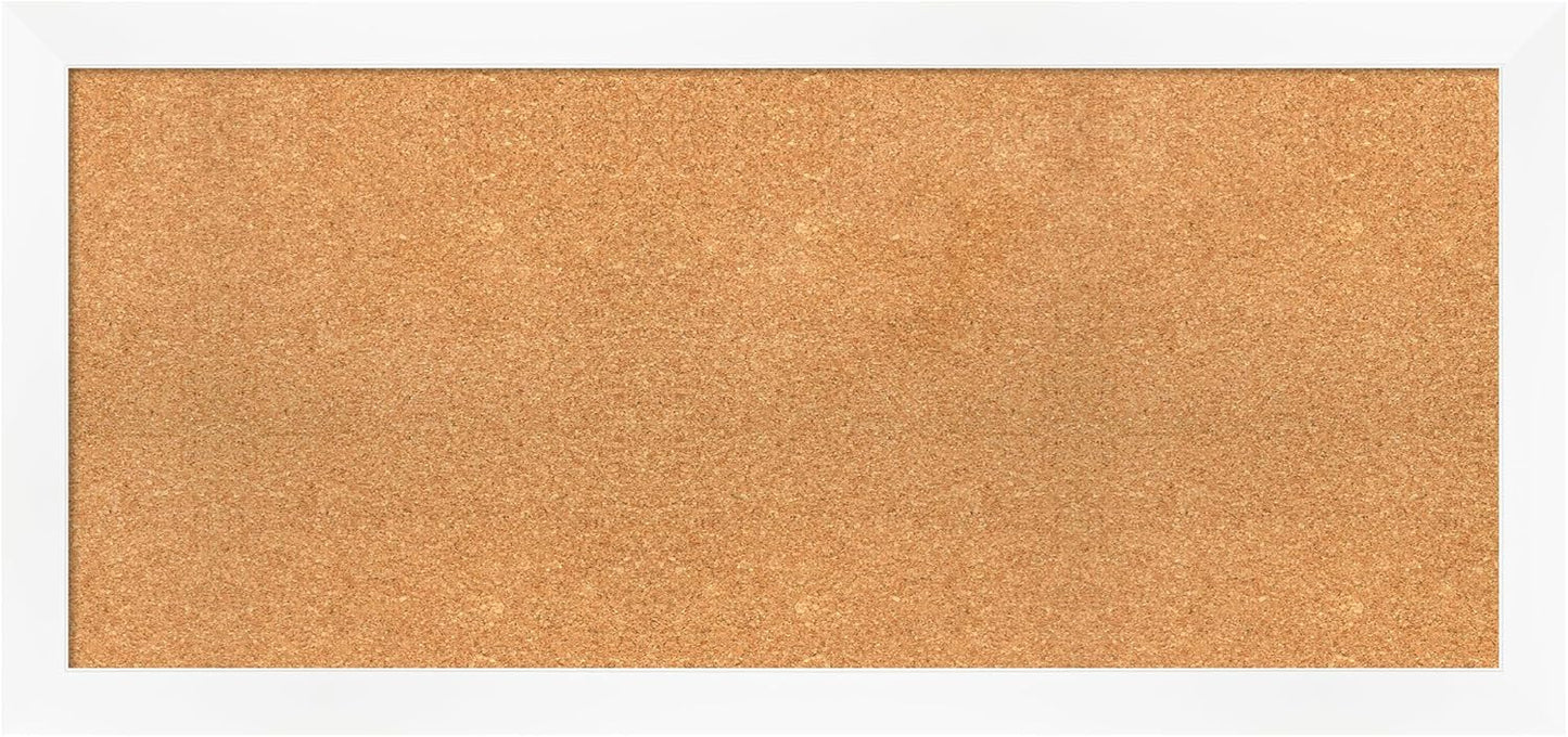 Amanti Art Natural Cork Board for Wall, 21x45 Vision Board with White Frame, Oversize Corkboard Office Decor for Home Organization, Modern Corkboard Pinboard to Display Items for Home Organization in