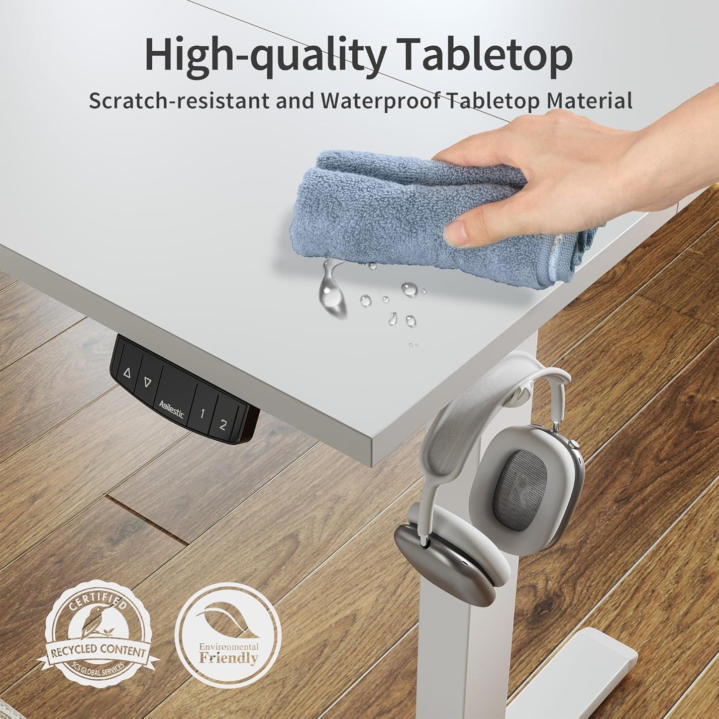 Agilestic Electric Standing Desk, Large 60 x 24 Inches Height Adjustable Desk, Sit Stand up for Work Office Home, Ergonomic Rising Computer Table with Memory Preset, White