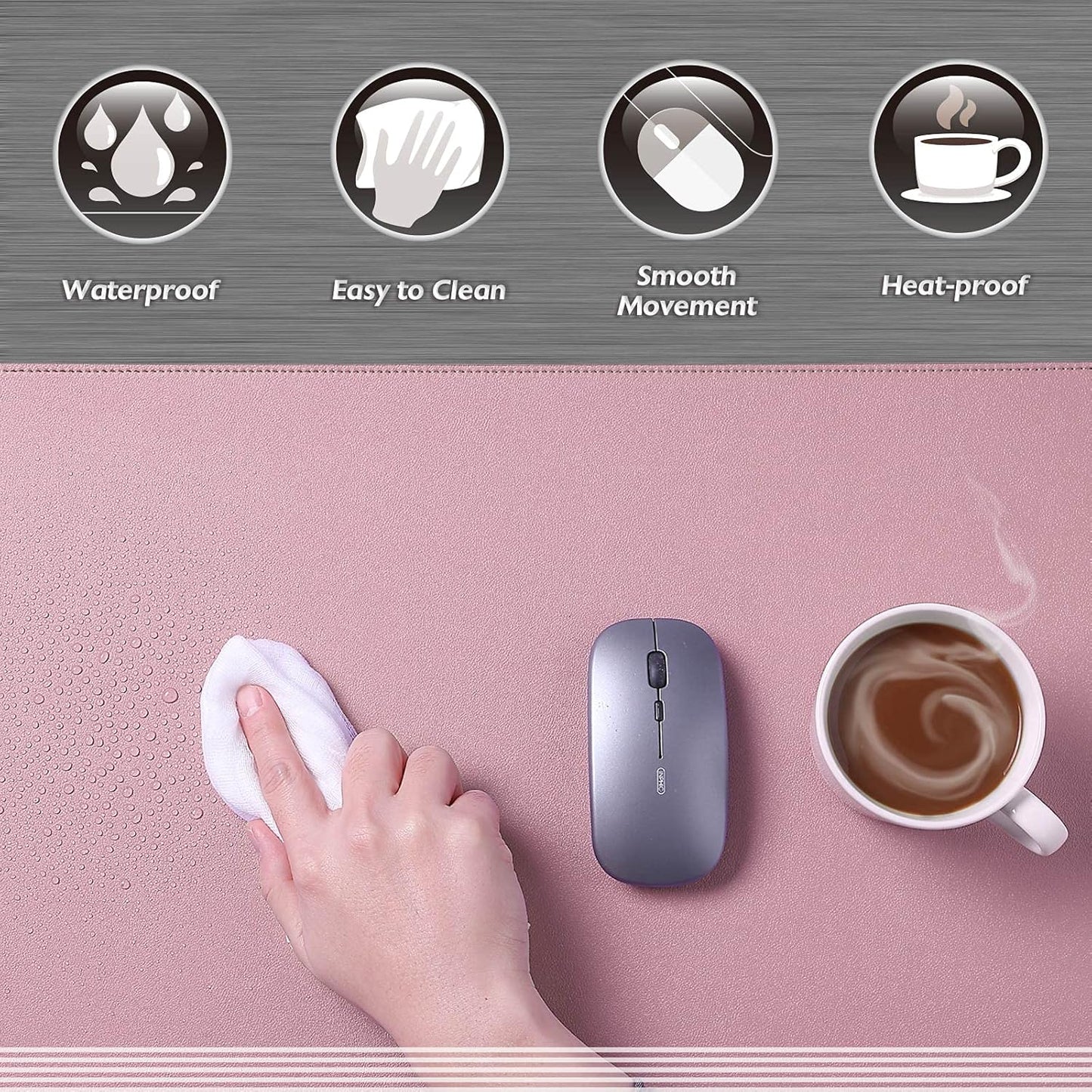 K KNODEL Desk Mat, Blotter, Dual-Sided Office Desk Pad, Waterproof Desk Mat for Desktop, Desk Blotters, PVC Leather Pad Protector (Purple, 23.6" x 13.8")