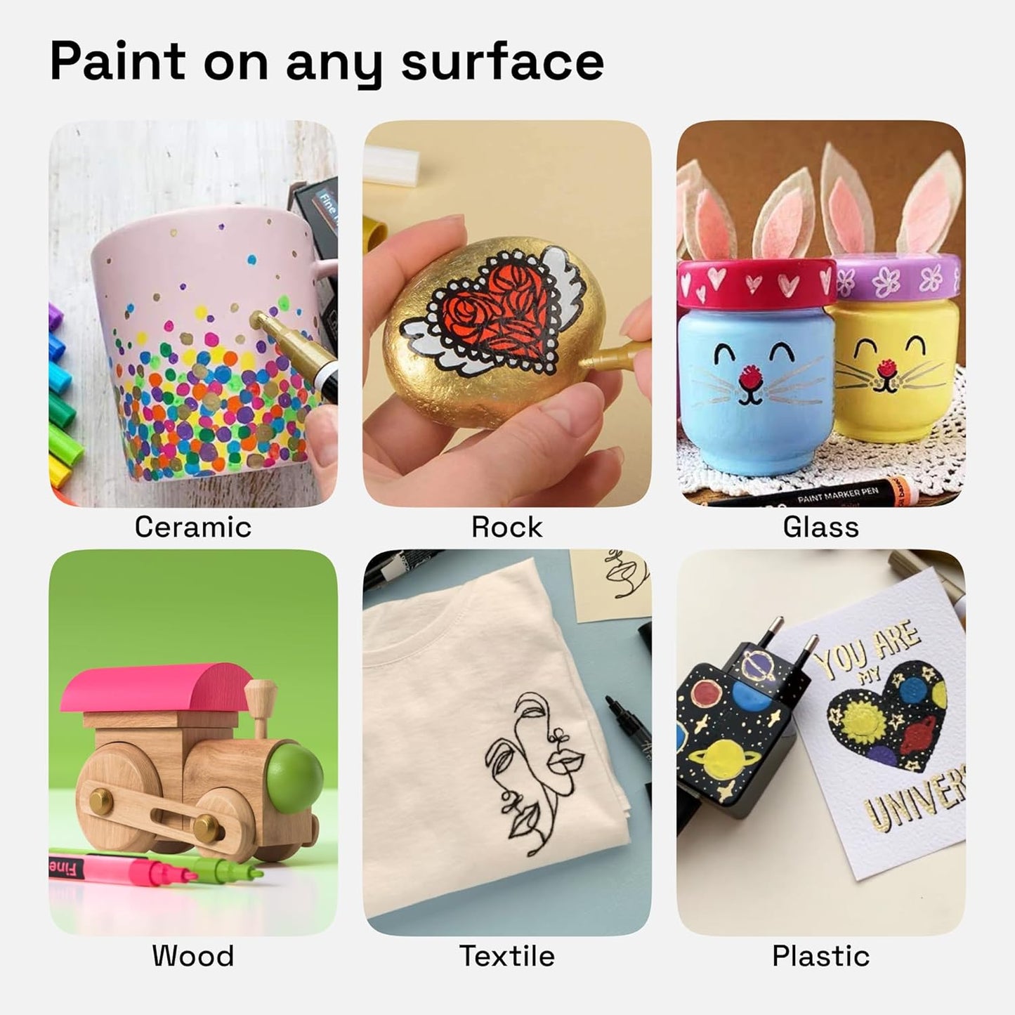 ARTISTRO 15 Oil-Based Permanent Paint Markers - Set of Fine Tip Markers for Wood, Rock, Fabric, Glass, Ceramic, Metal, Plastic, and More - Quick Dry, Waterproof, Permanent