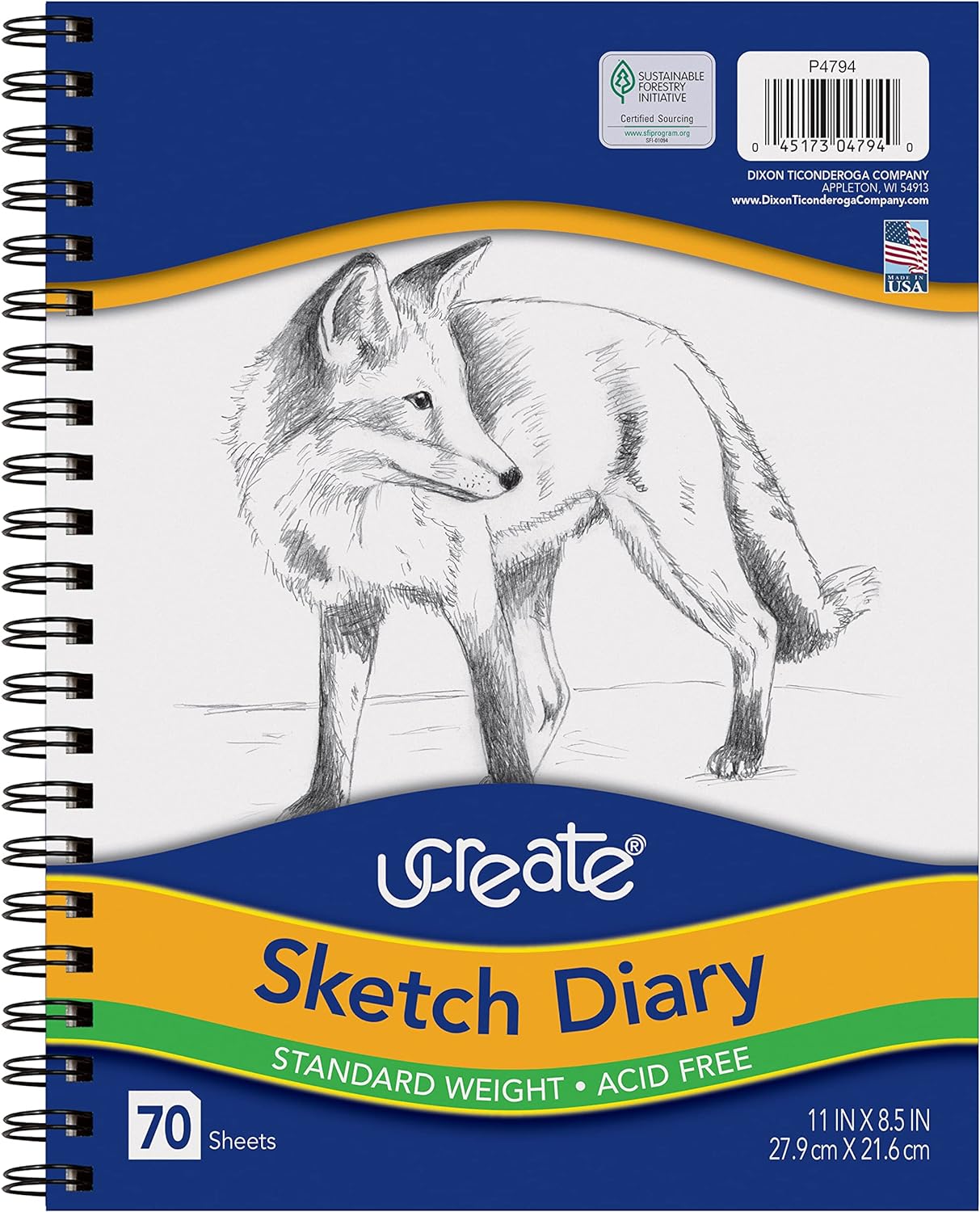 UCreate Sketch Diary P4794, 11" x 8 1/2", 70 Sheets