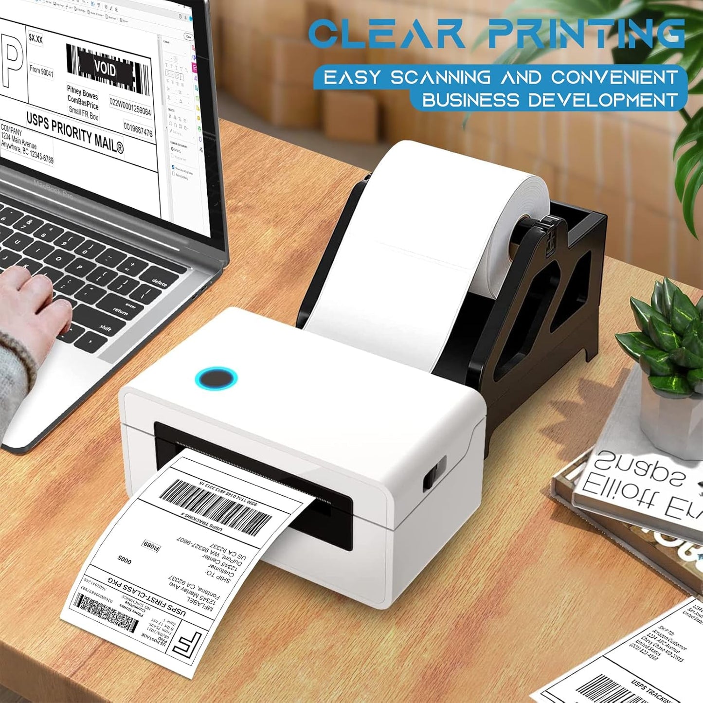MFLABEL 12 Rolls 4x6 Direct Thermal Blank Shipping Labels for Thermal Printer Shipping Labels with Perforated