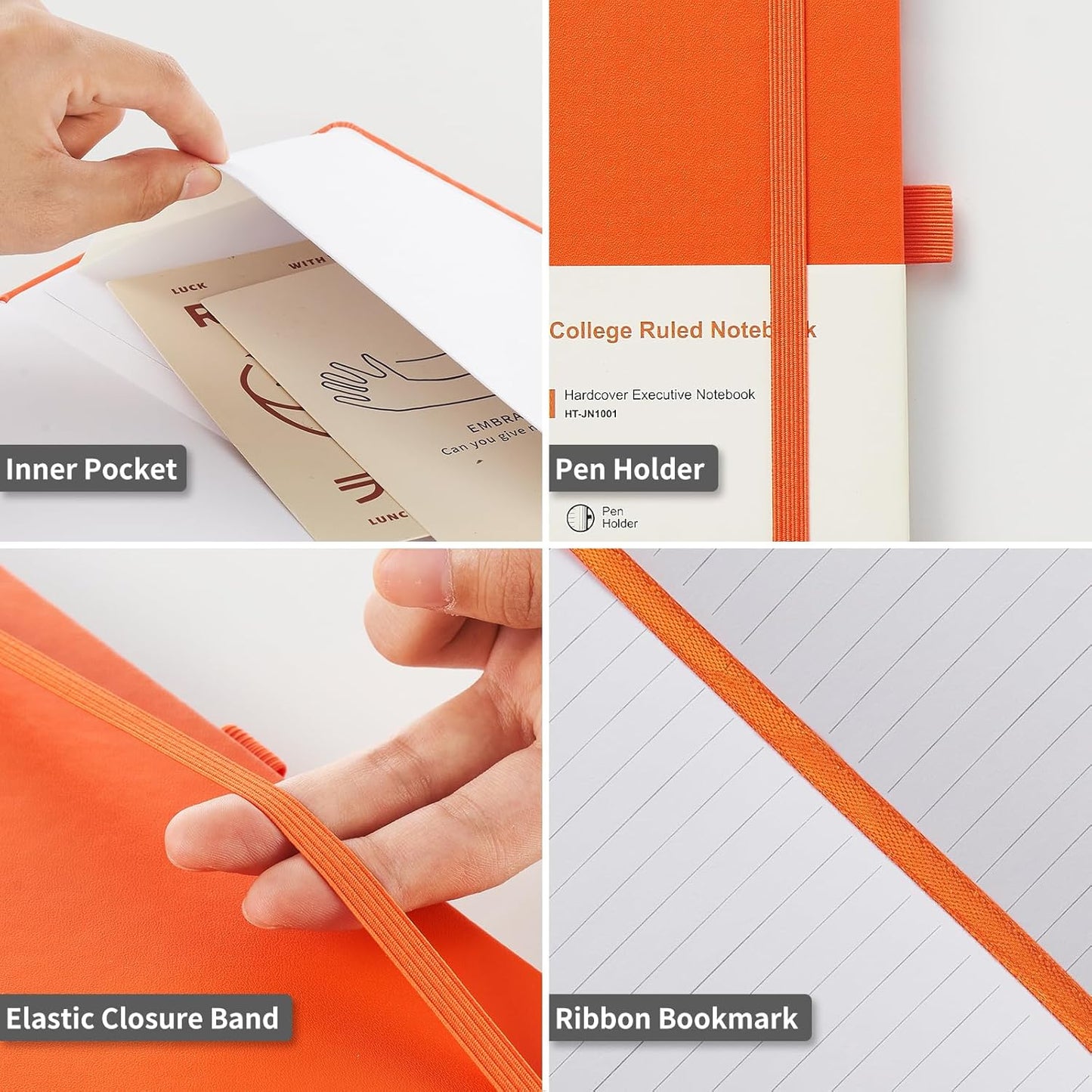 Hardcover Notebooks, A5 Lined Journals Notebook for Writing 160 Pages, 8.2 x 5.5 inch, Classic Ruled Notebooks for College/Work/Travel (Orange, 1 Pack)