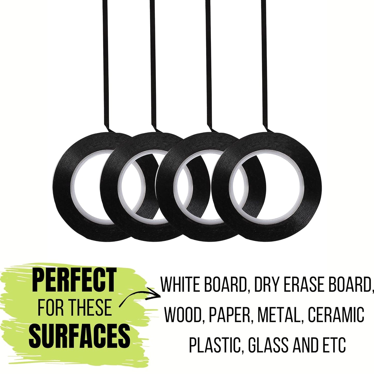 Mr. Pen- Black Whiteboard Tape, 12 Pack - Thin Grid Tape for Whiteboards & Dry Erase Boards