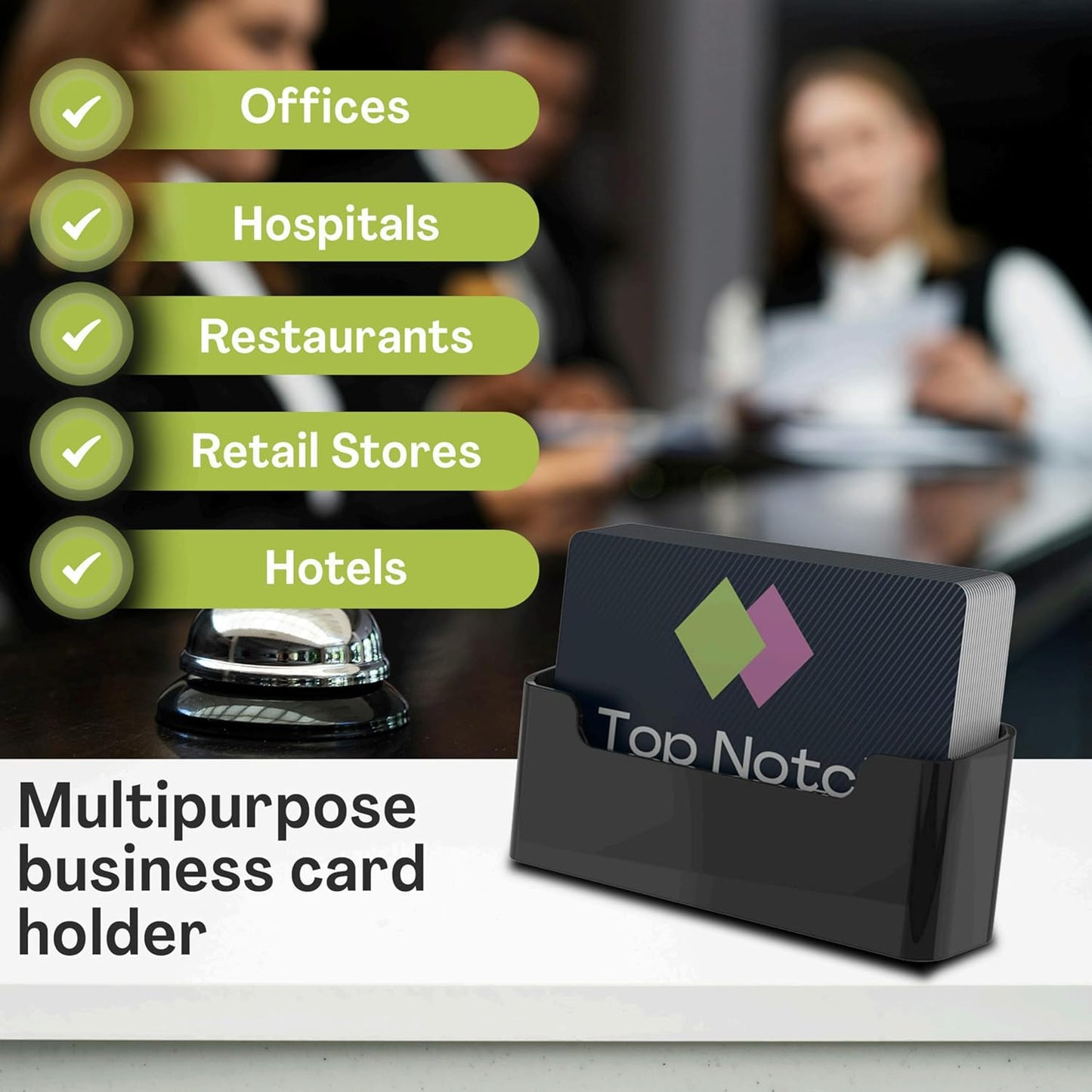 Acrylic Business Card Holder for Desk - Gift & Business Card Display Stand, Sleek & Durable Card Holder Display for Office, Home & Retail Use, Fits 50 Business Card, 12 Pack - Black