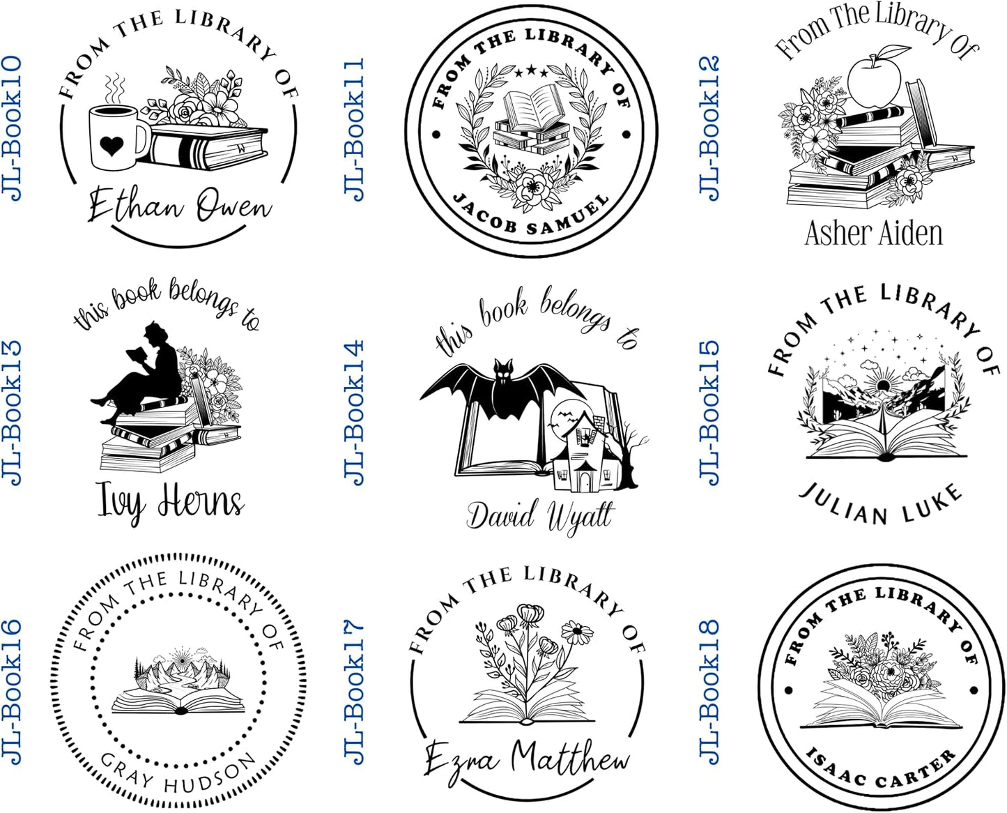 Pickled Stamps Personalized Embosser Book Stamp - from The Library of | Custom Books 1 5/8/ inchs x Black Red Blue Green Purple