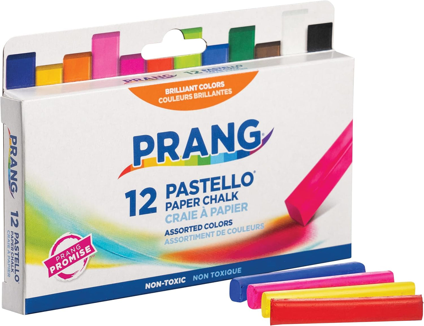 Prang Pastello Paper Chalk, Square, Assorted Colors, 12 Count