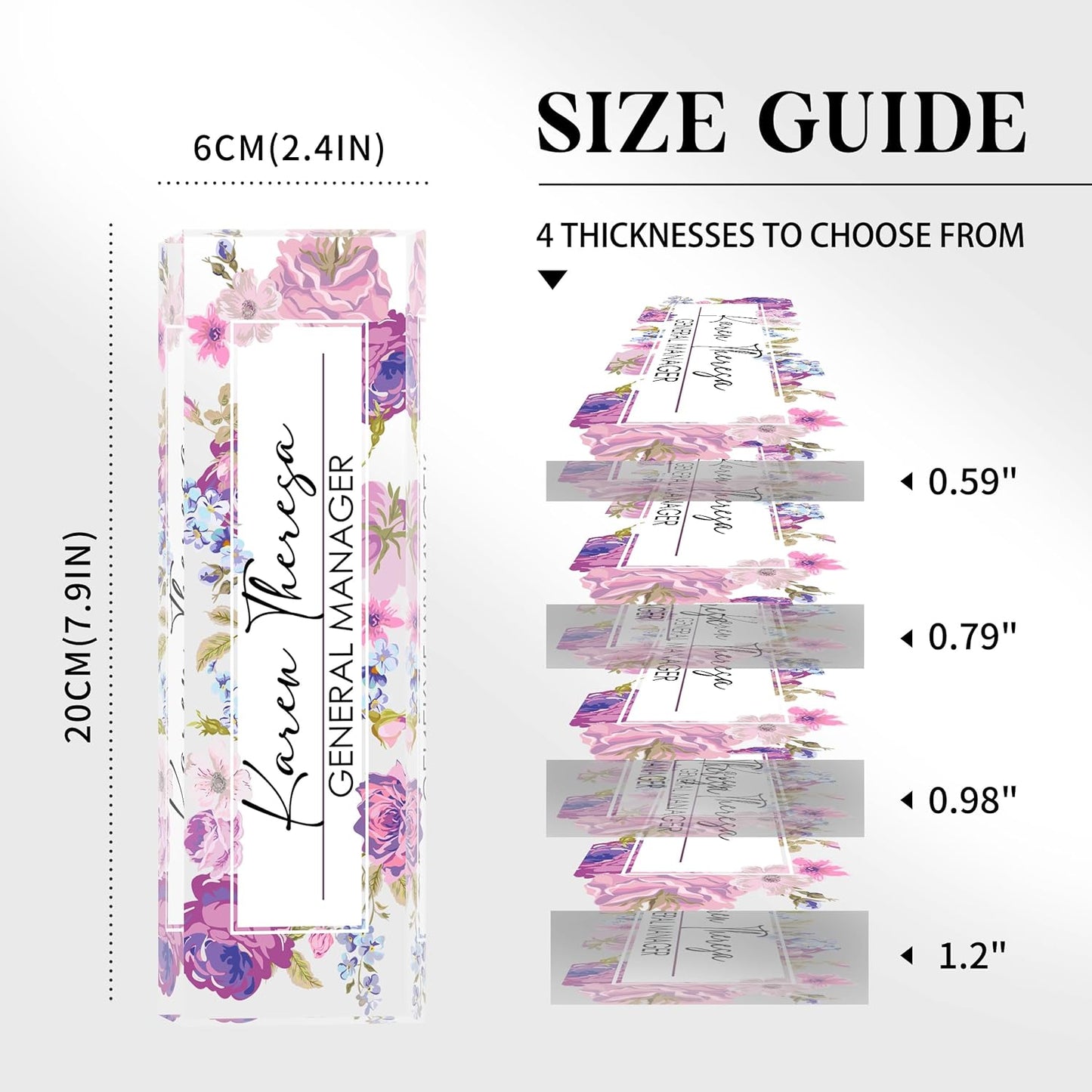 Custom Office Name Plate, Personalized Gifts for Women & Men, Appreciation Gifts for Employees, Boss, Teacher - Office Desk Accessory (Purple Hydrangea Flower)