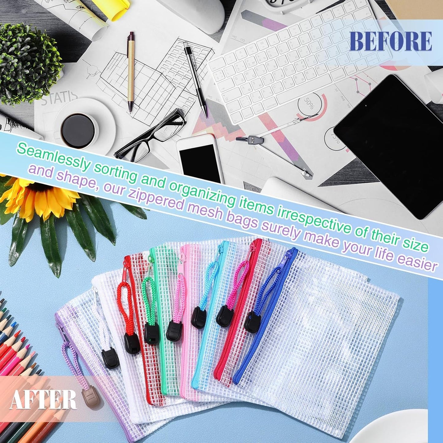 Jetec 32 Pcs Mesh Zipper Bags Toy Storage Bikini Organizer Bag Bolsas Para Guardar Trajes De Baño Waterproof Zipper Reusable Pouch Puzzle Multipurpose for Storage Office(Classic Color,5.1 x 4.1 Inch)