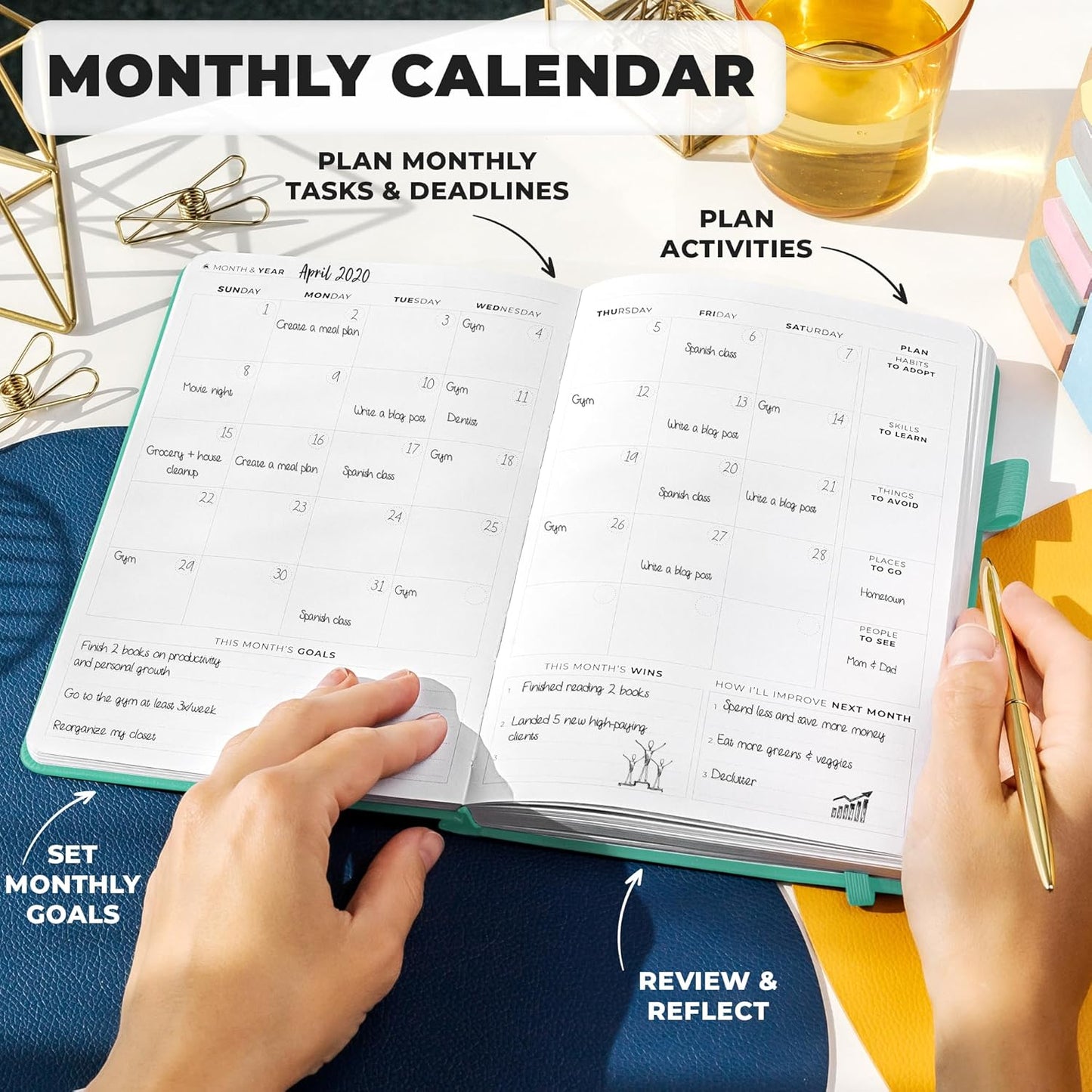 Clever Fox Planner Premium Edition – Undated Luxurious Weekly & Monthly Planner to Increase Productivity and Hit Your Goals – Organizer – Start Anytime, A5, Lasts 1 Year, Light Turquoise (Weekly)