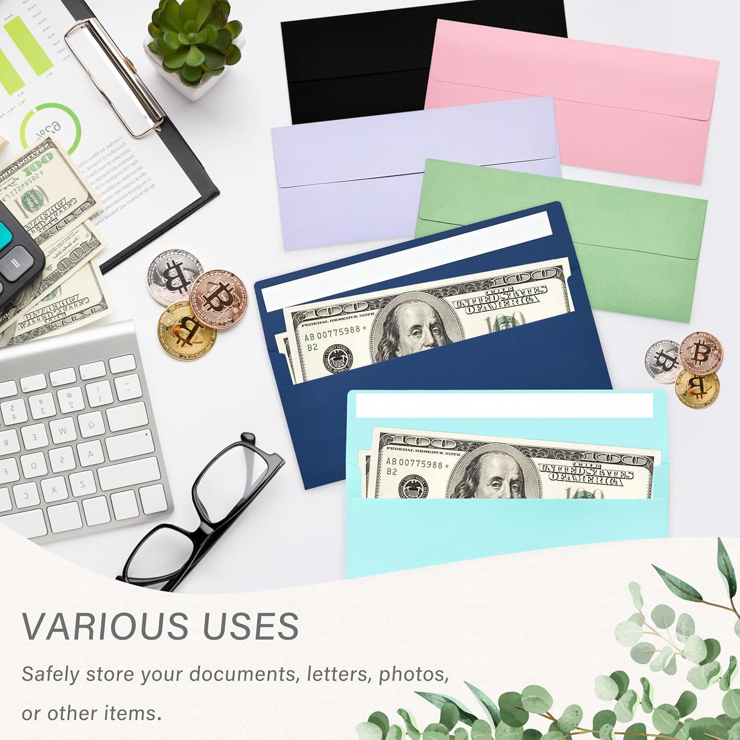 50 Pack #10 Business Envelopes, Self Seal Standard Lavender Envelopes for Secure Business & Legal Mailing, Office, Checks, Letter, Invoices, 4 1/8 x 9 1/2 Inches