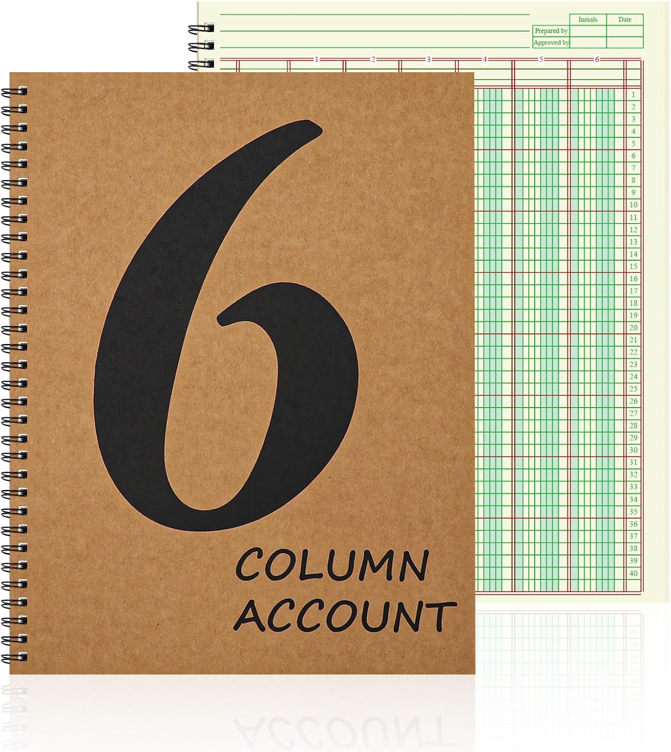 6 Column Ledger Book Columnar Pad Analysis Pad 6 Columns Accounting Logbook Columnar Pad Notebook Ledger Book Spiral 80g 100 Pages 8.5X11 Inch Accounting Notebook for Small Business Personal Use